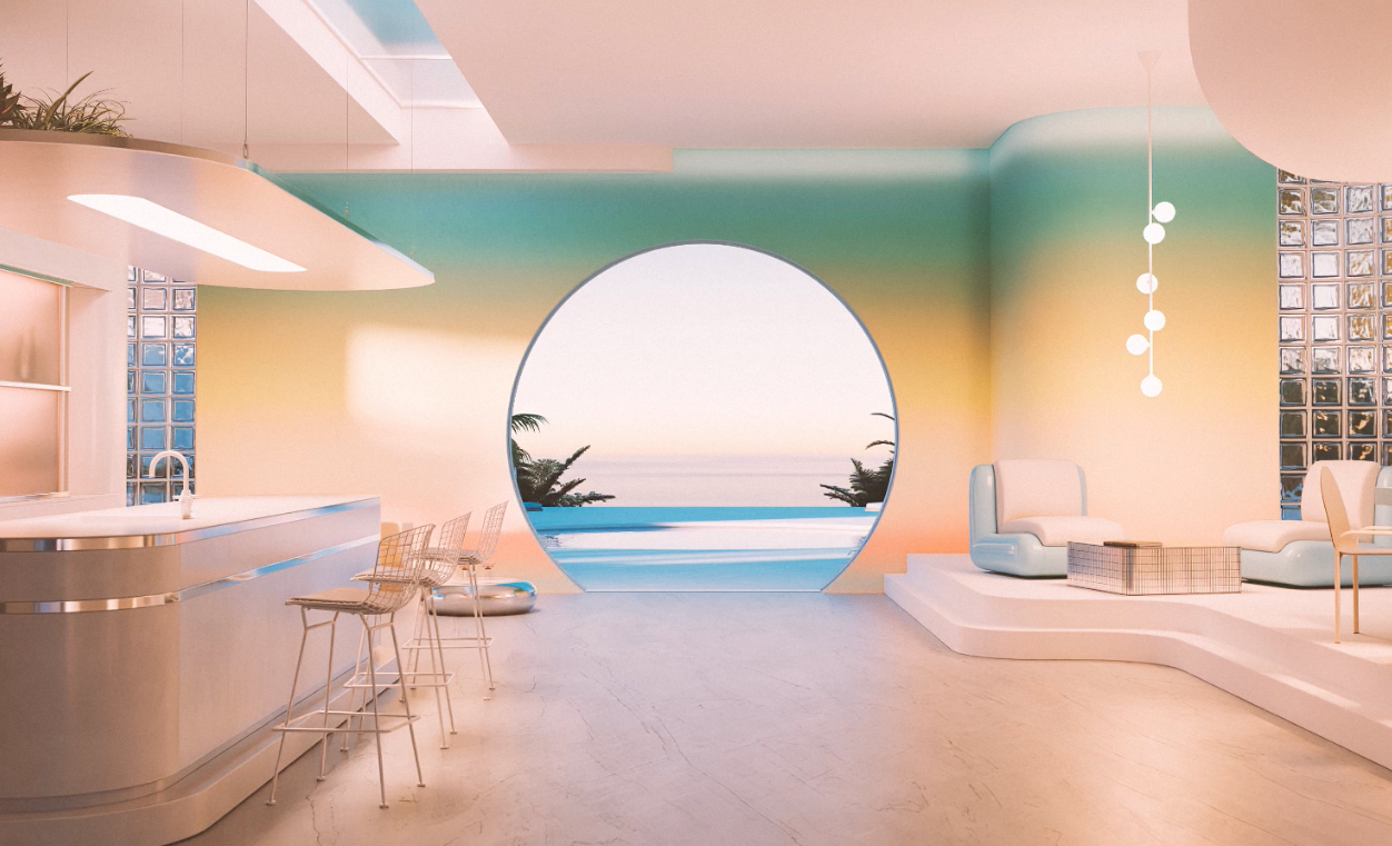 The xHorizon© Wallpaper in Miami in a residential interior from drop it MODERN
