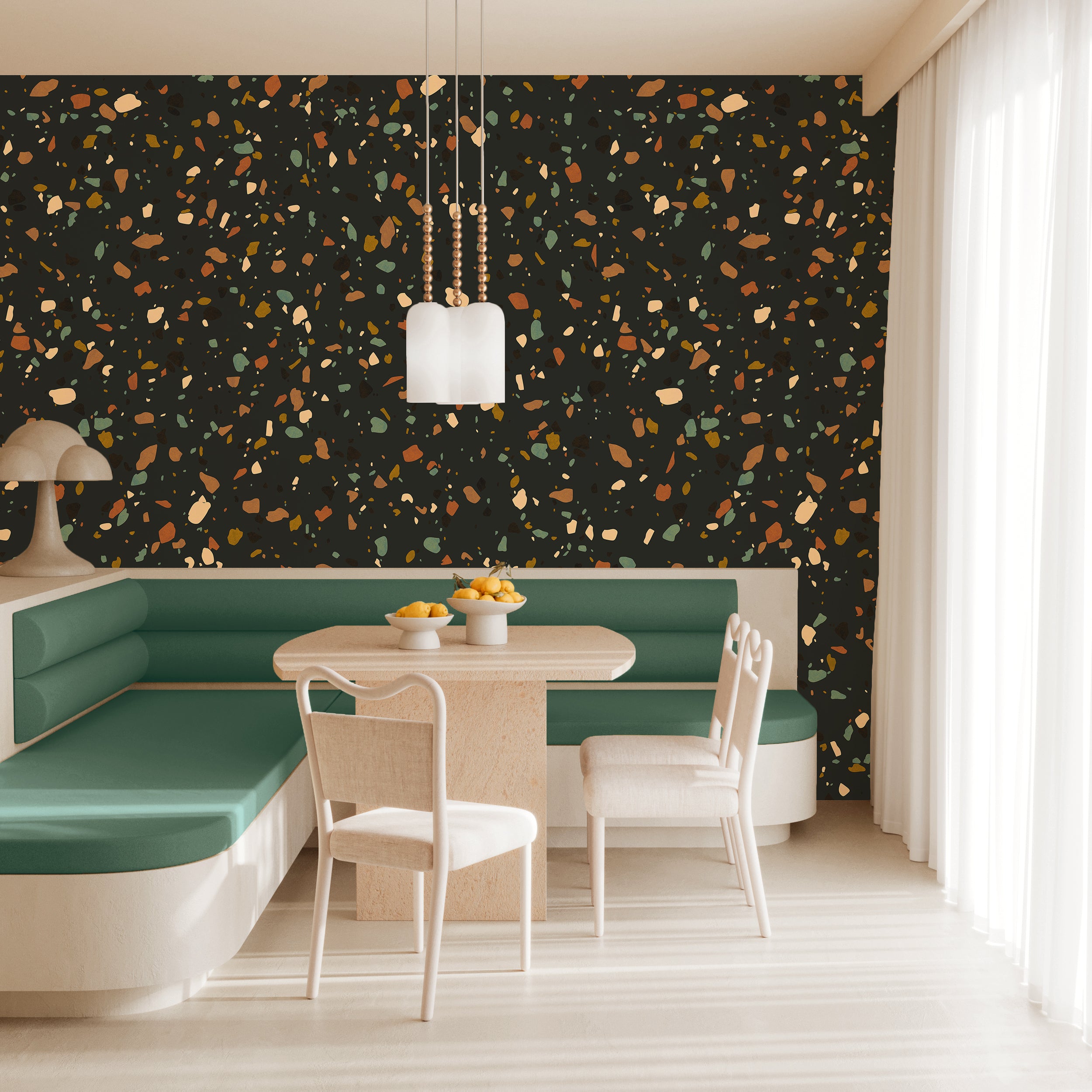 Terrazzo II© Wallpaper in Multicolor Black