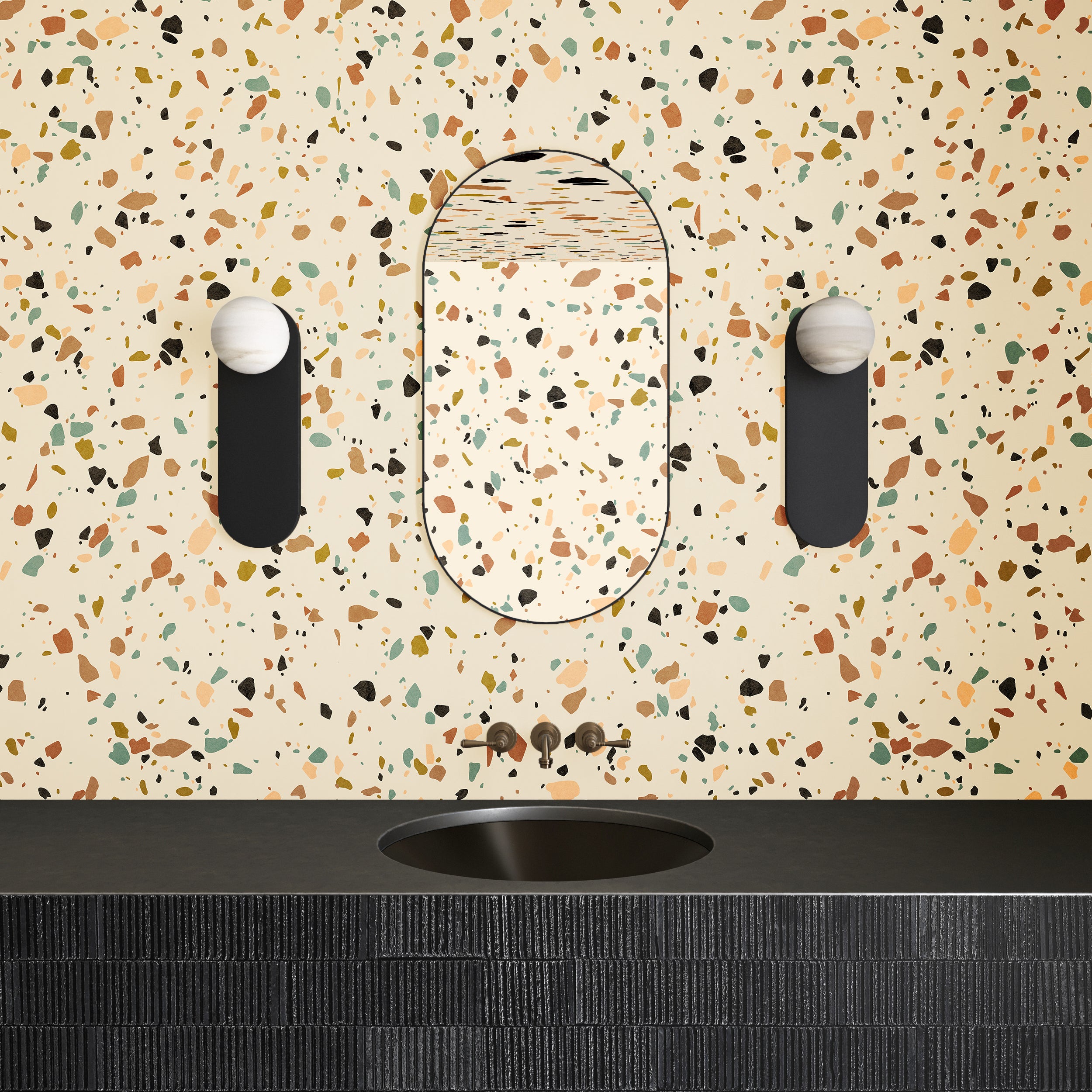 Terrazzo II© Wallpaper in Multicolor Creme