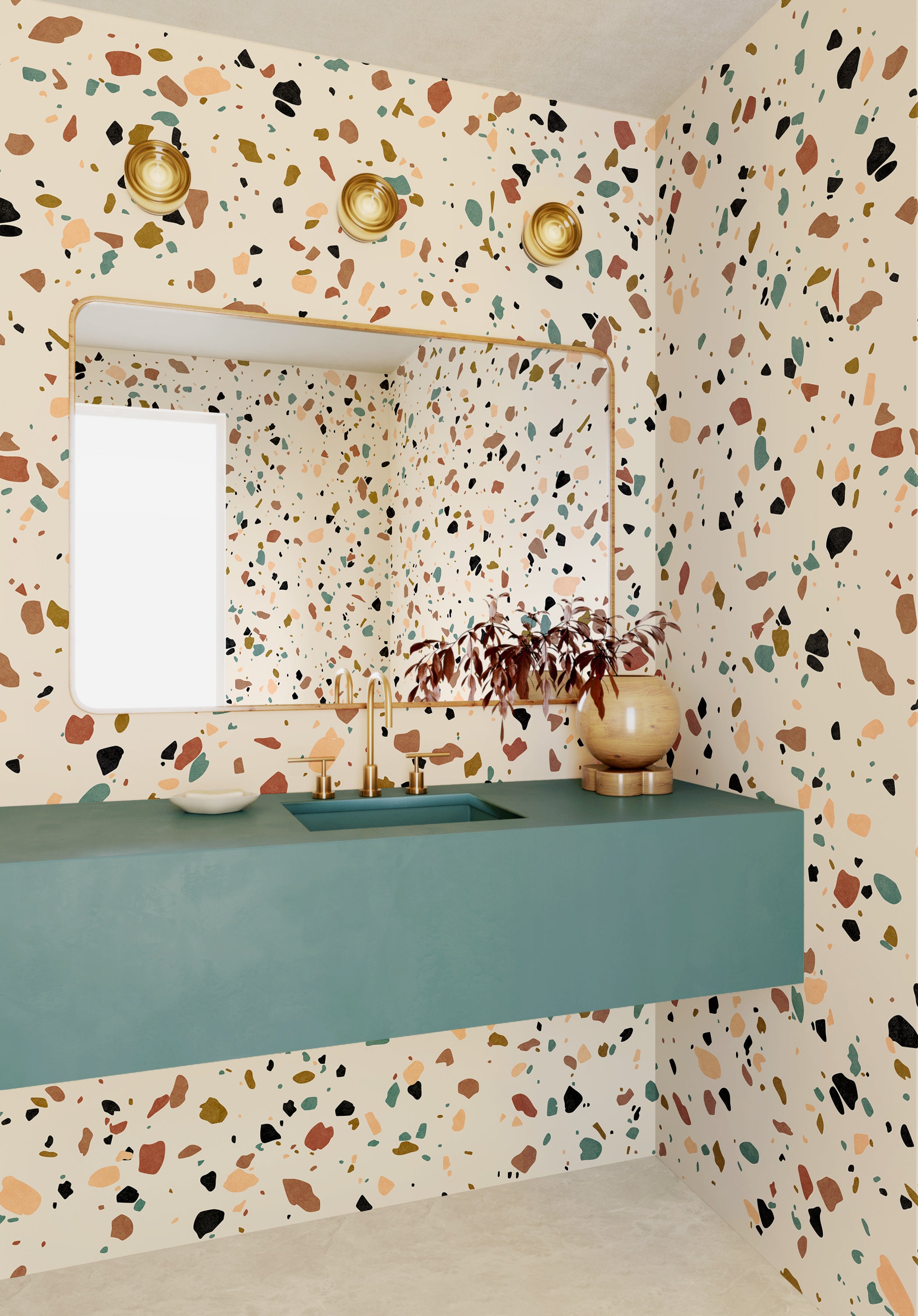 Terrazzo II© Wallpaper in Multicolor Creme