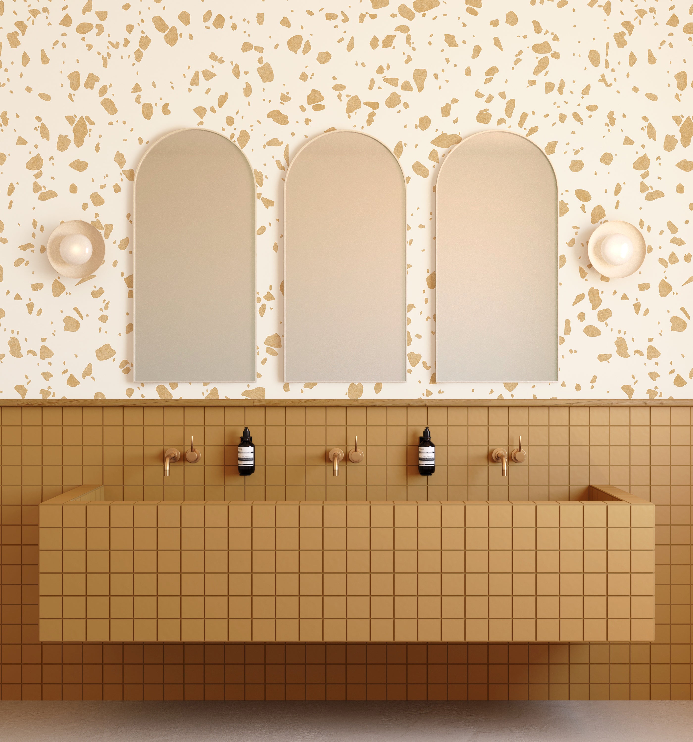 Terrazzo II© Wallpaper in Mustard
