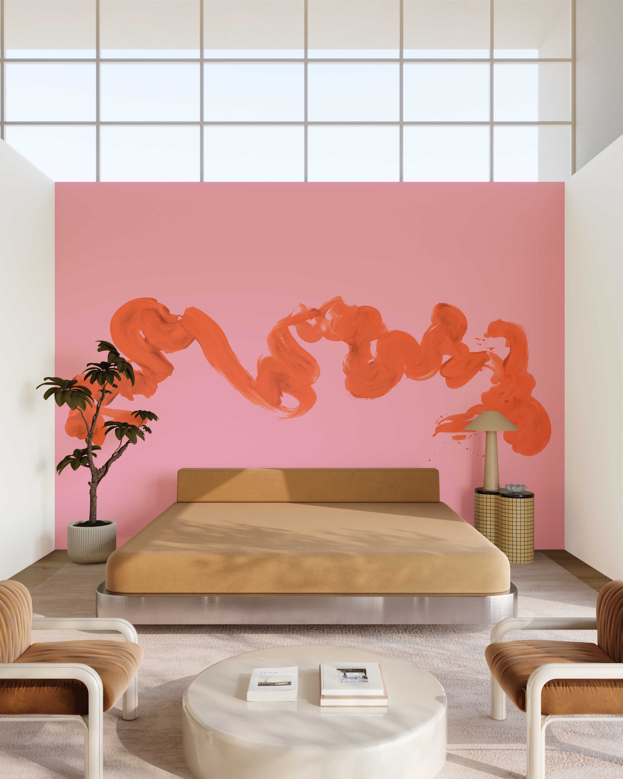 Abstract Art© Mural Wallpaper in Fuchsia