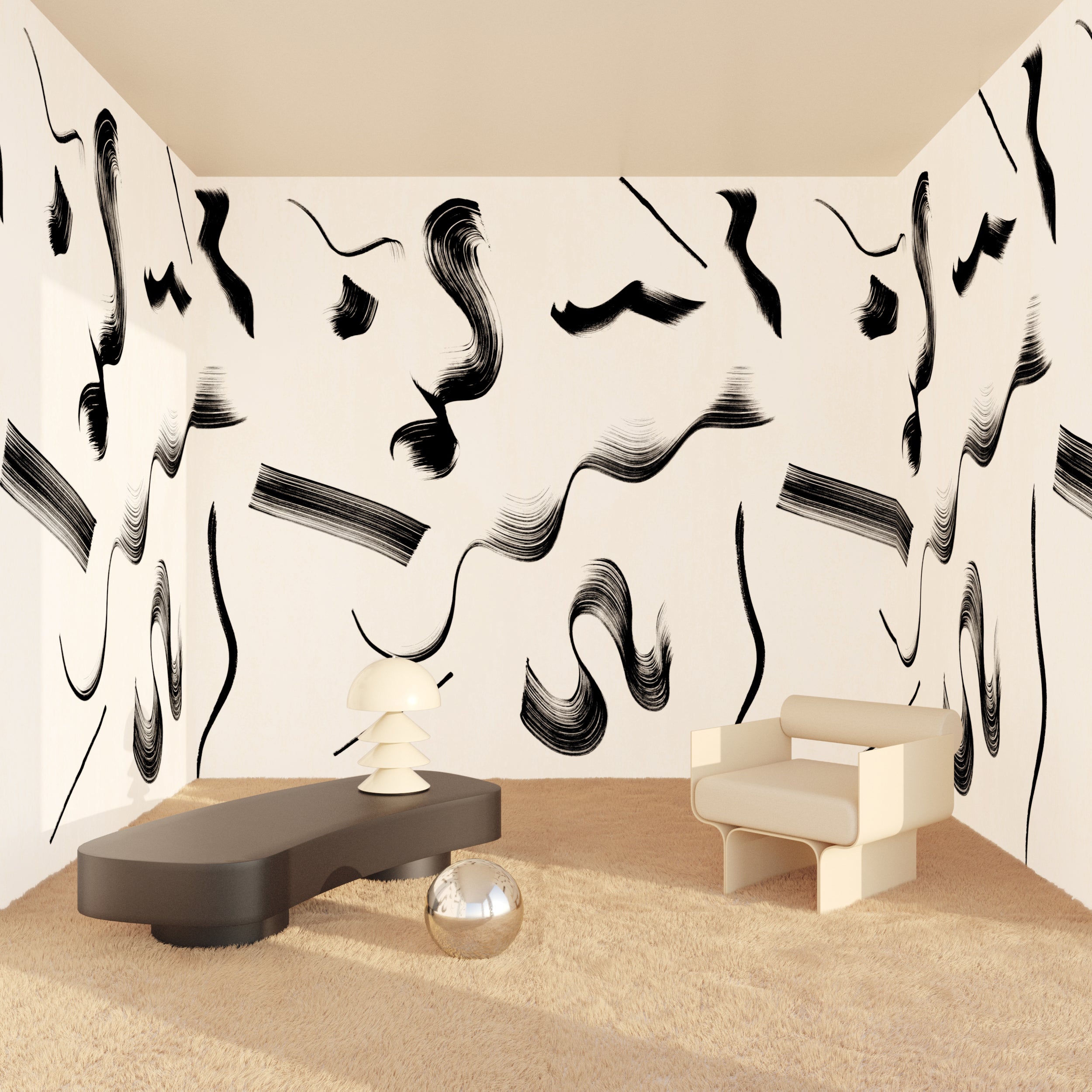 Cavatelli© Wallpaper in black + creme