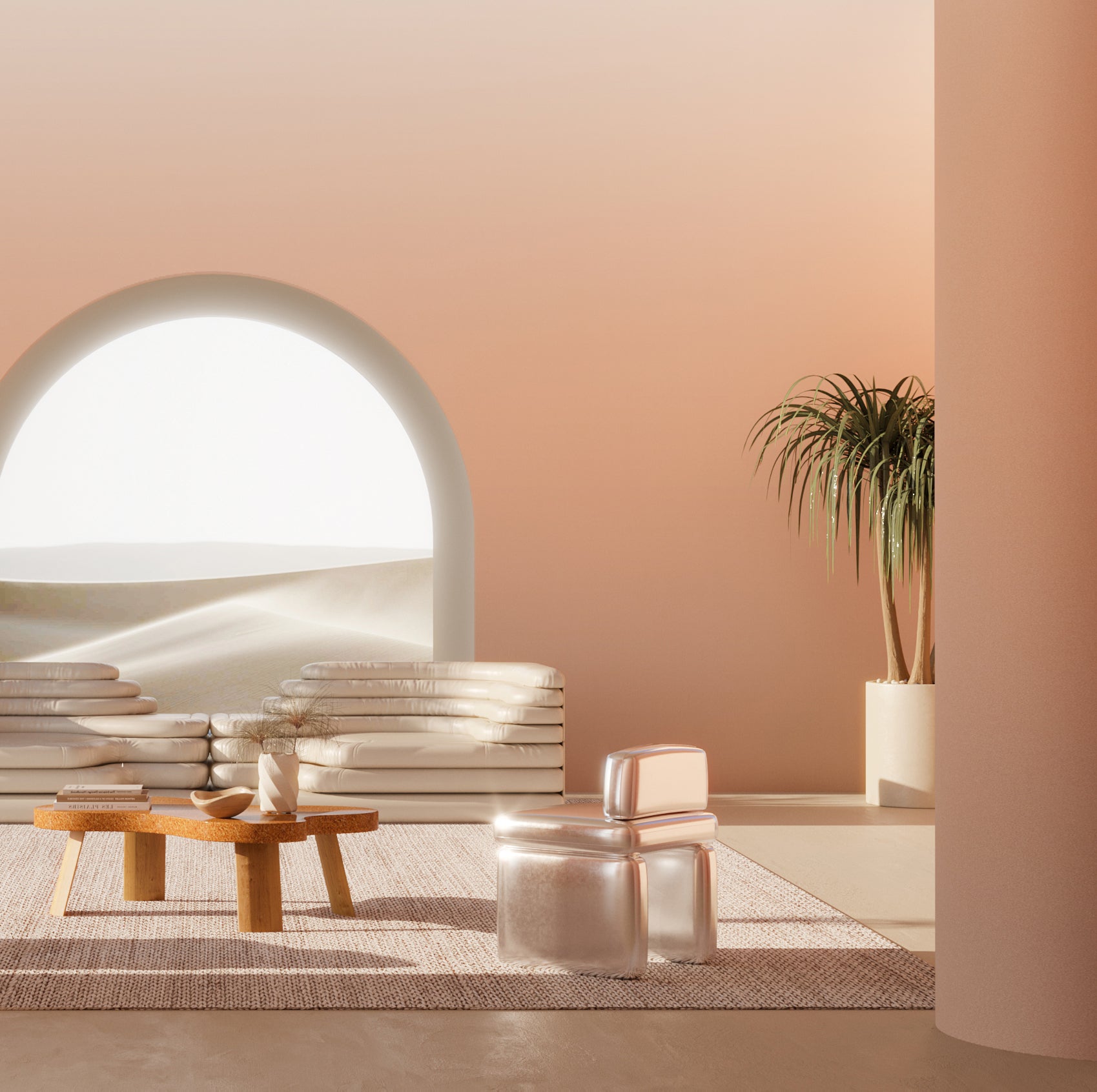 The Evaporate© Wallpaper in Desert in an interior from drop it MODERN.