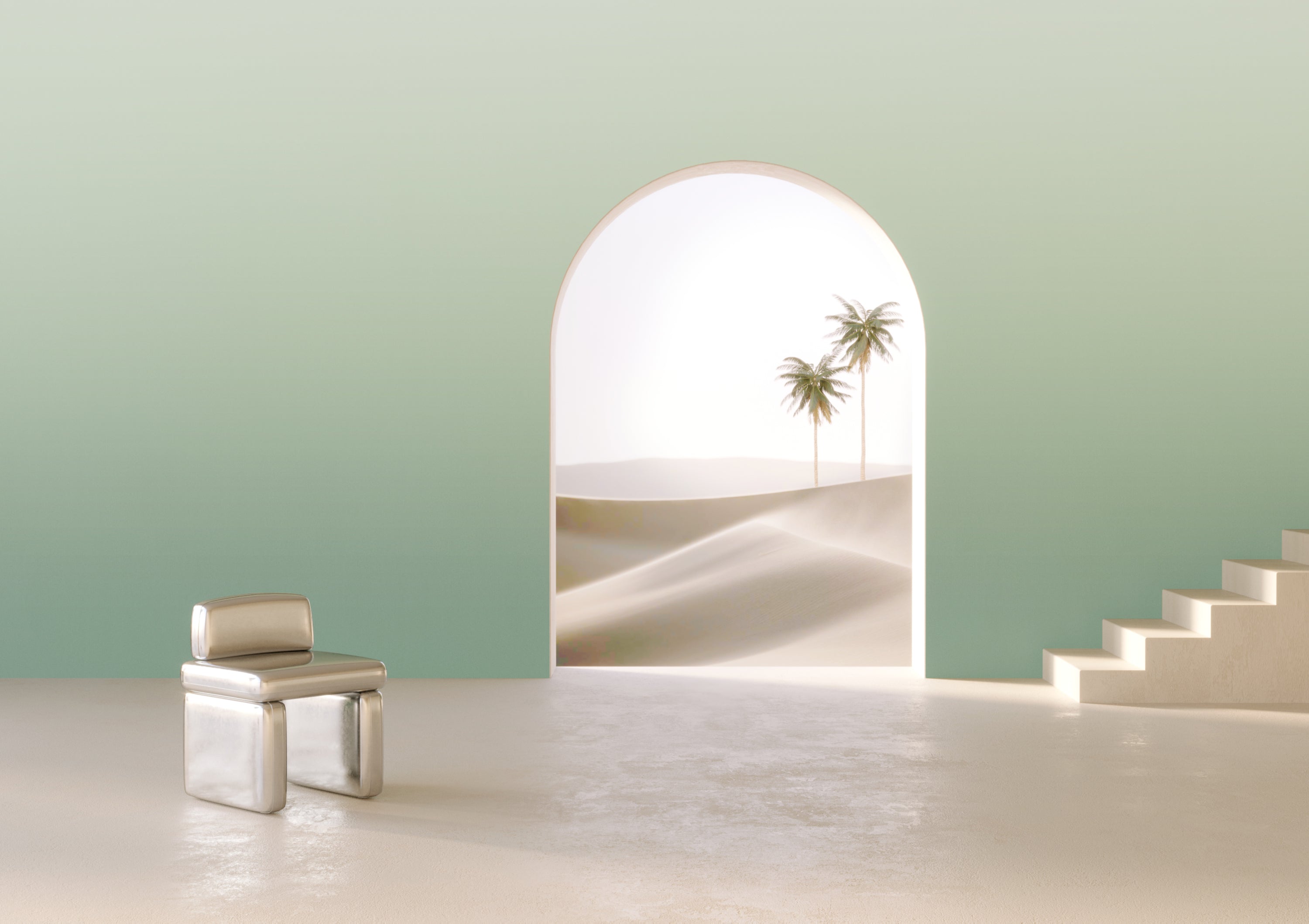 The Evaporate© Wallpaper in Jade in an interior from drop it MODERN.