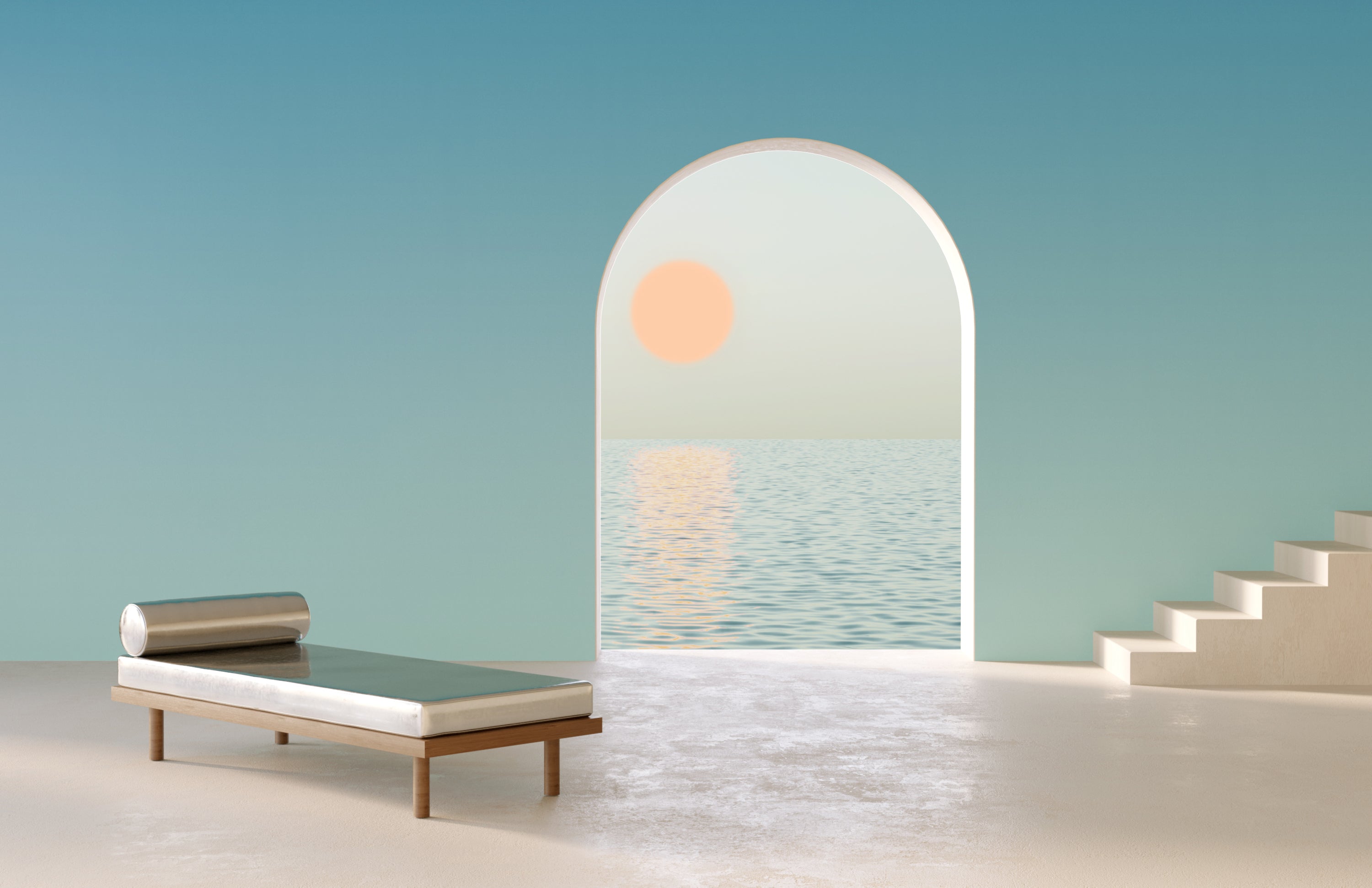 The Evaporate© Wallpaper in Pool in a lounge area from drop it MODERN.