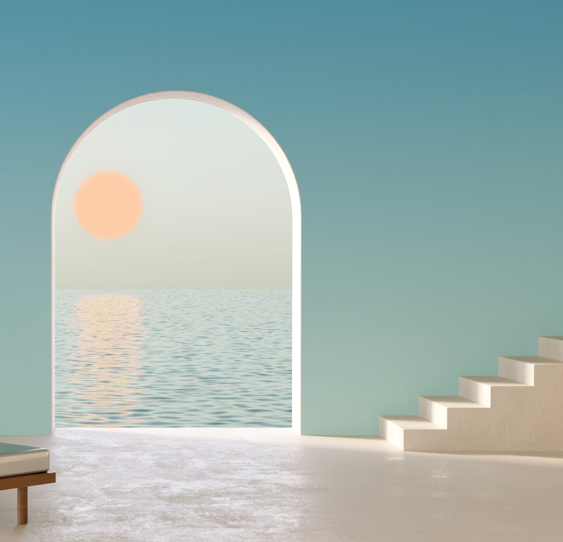 The Evaporate© Wallpaper in Pool in an interior from drop it MODERN.