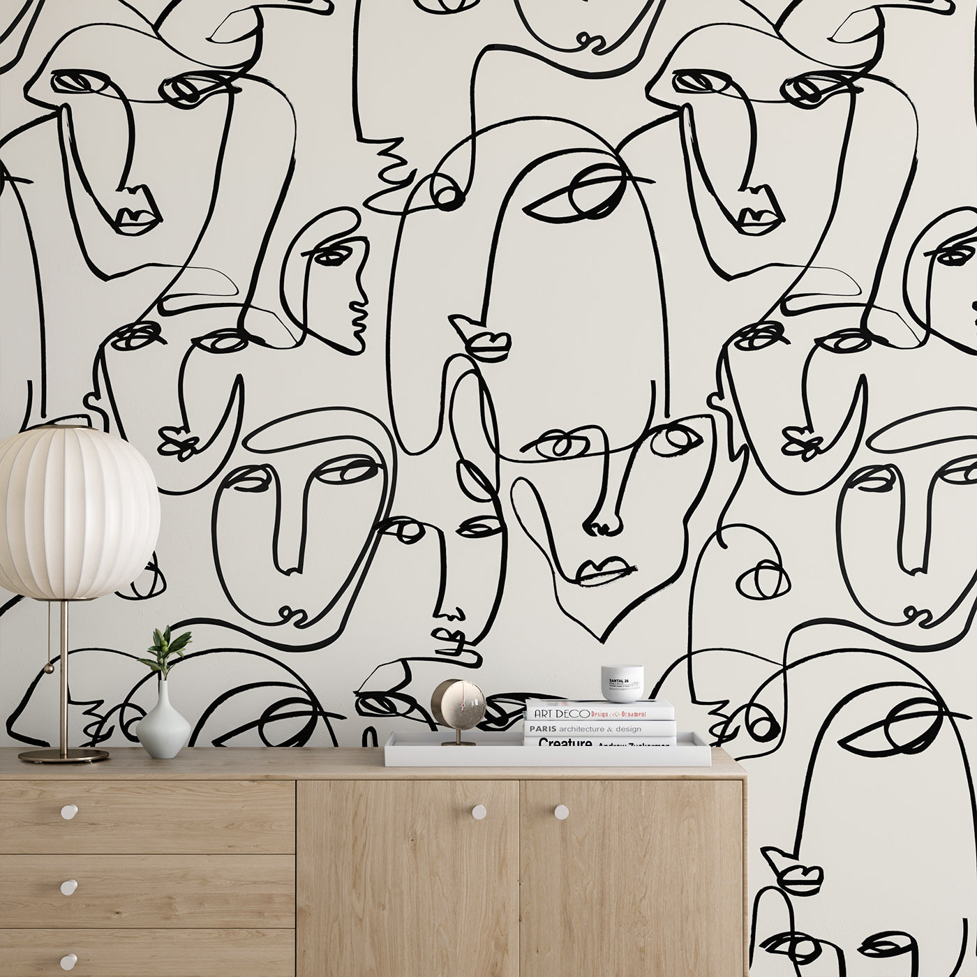The Femme© Wallpaper in Alabaster in an interior from drop it MODERN.