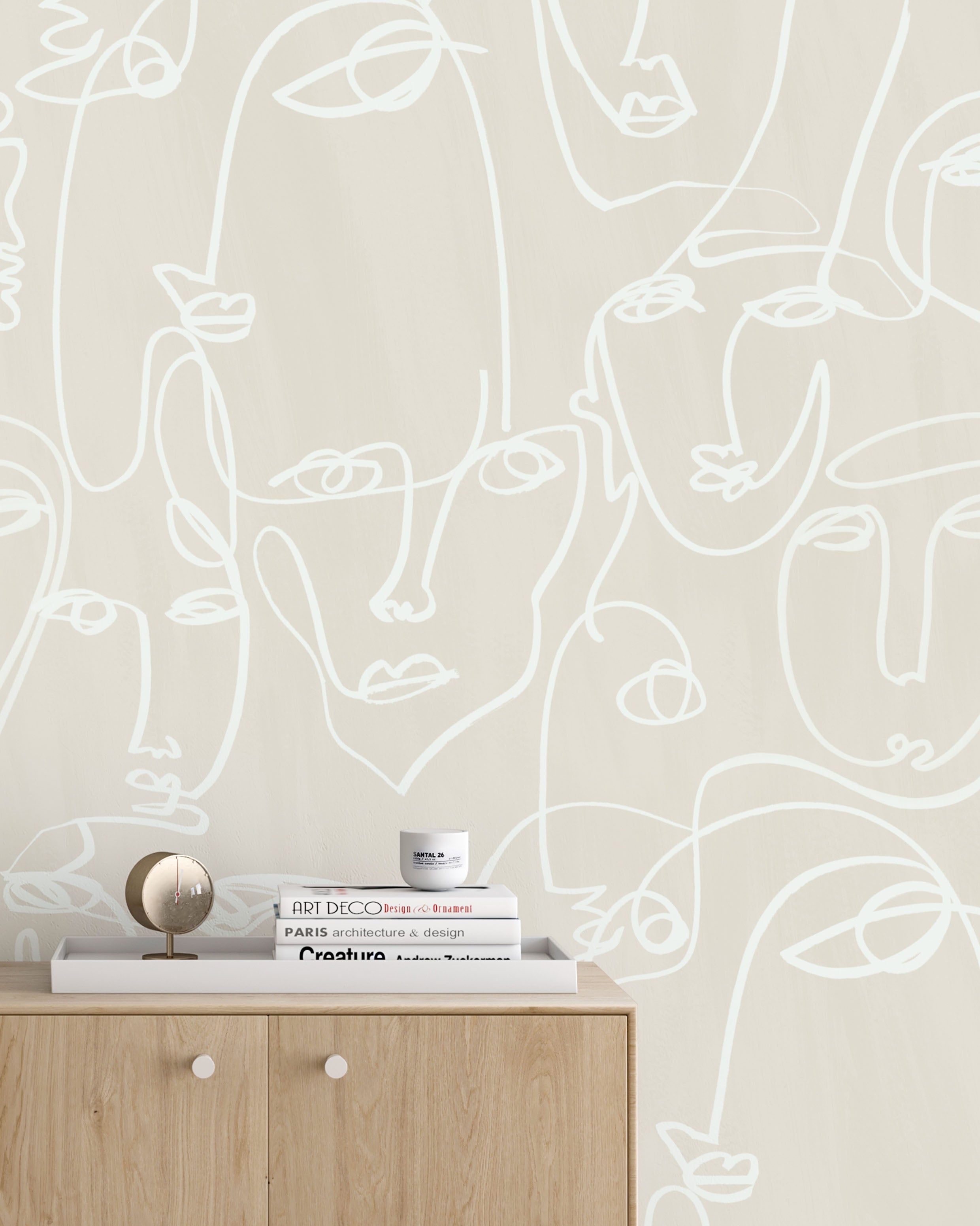 The Femme© Wallpaper in Cremé in an interior from drop it MODERN.