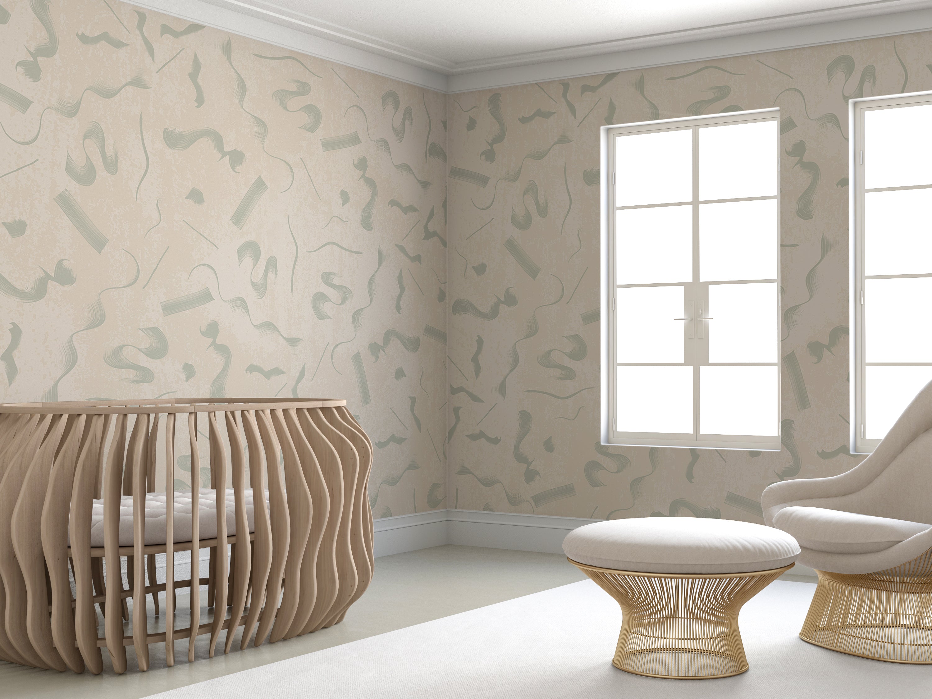 The Fusilli© Wallpaper in succulent in a nursey from drop it MODERN