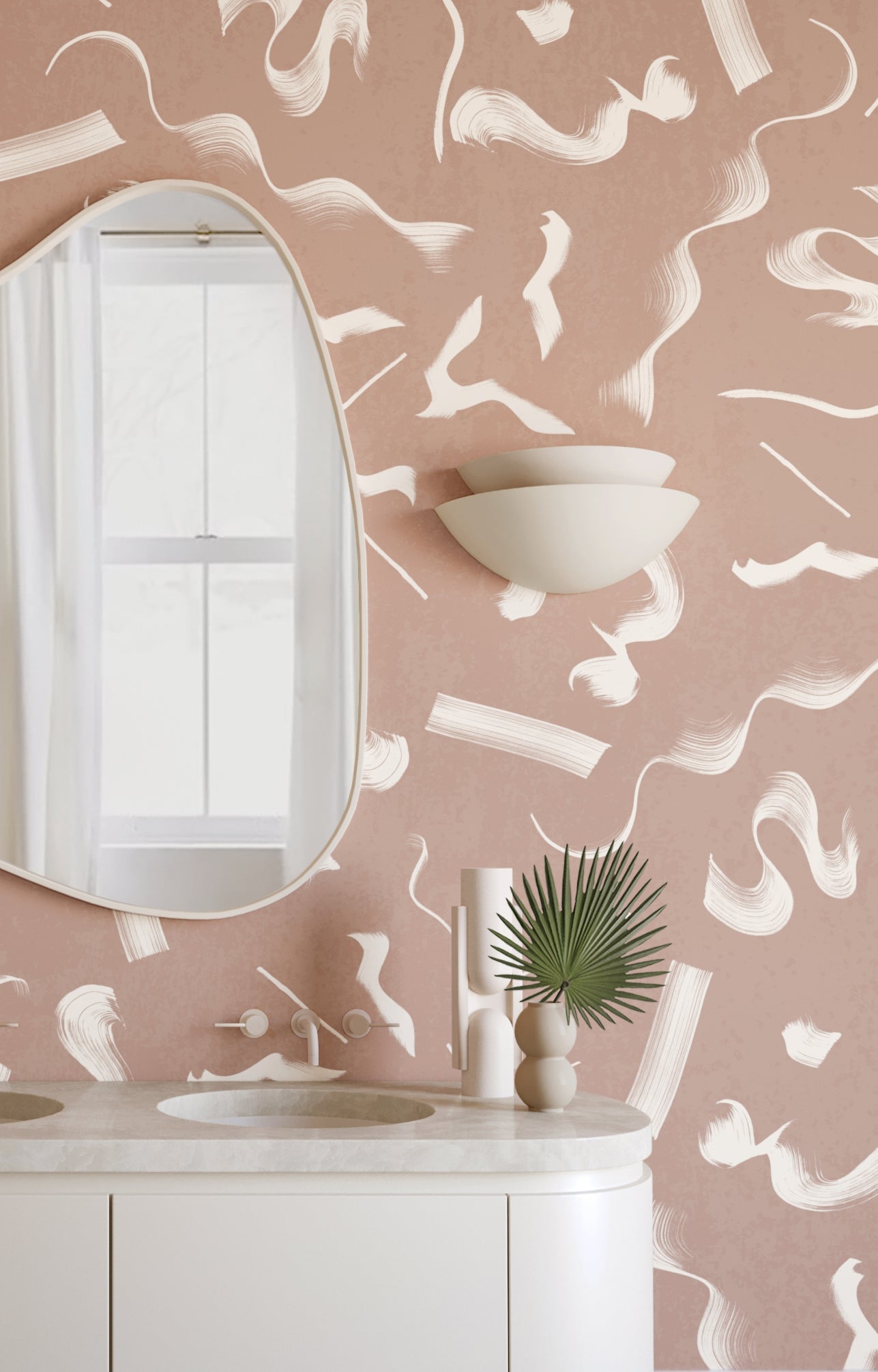 The Fusilli© Wallpaper in terracotta in an interior from drop it MODERN.