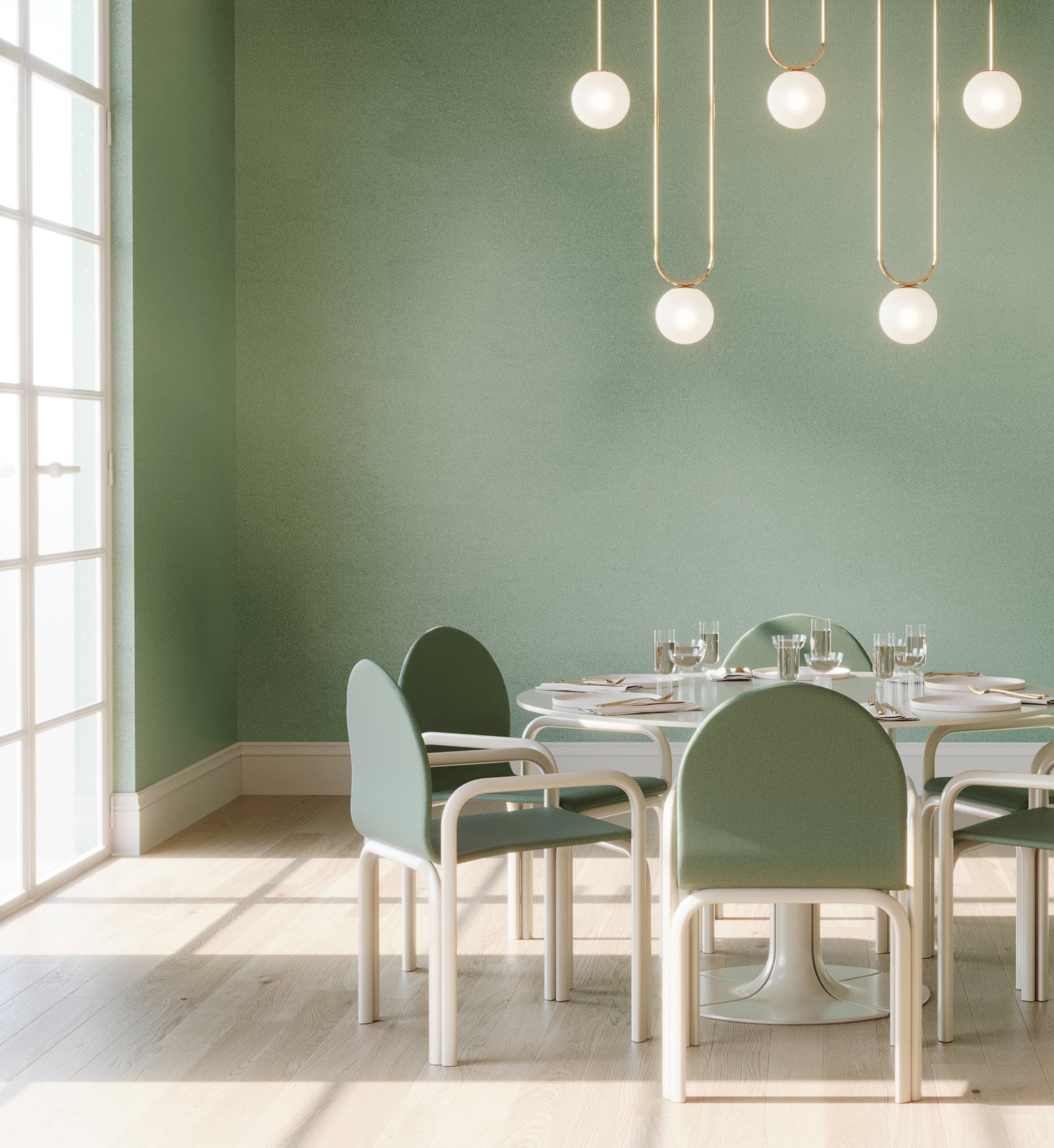 The Galaxy© Mural Wallpaper in Conifer in an interior from drop it MODERN.