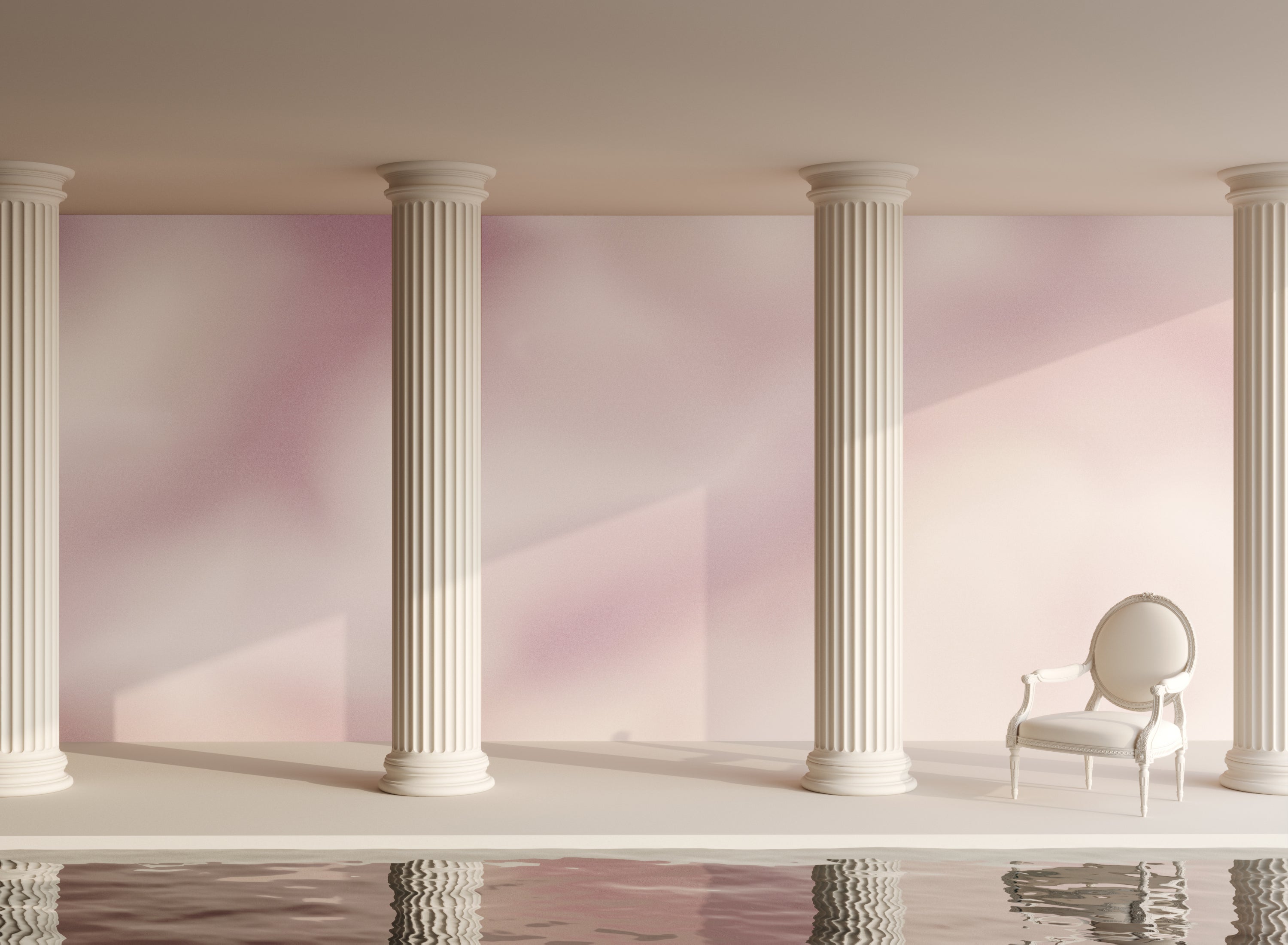 The Galaxy© Mural Wallpaper in English Rose in an exhibit from drop it MODERN.