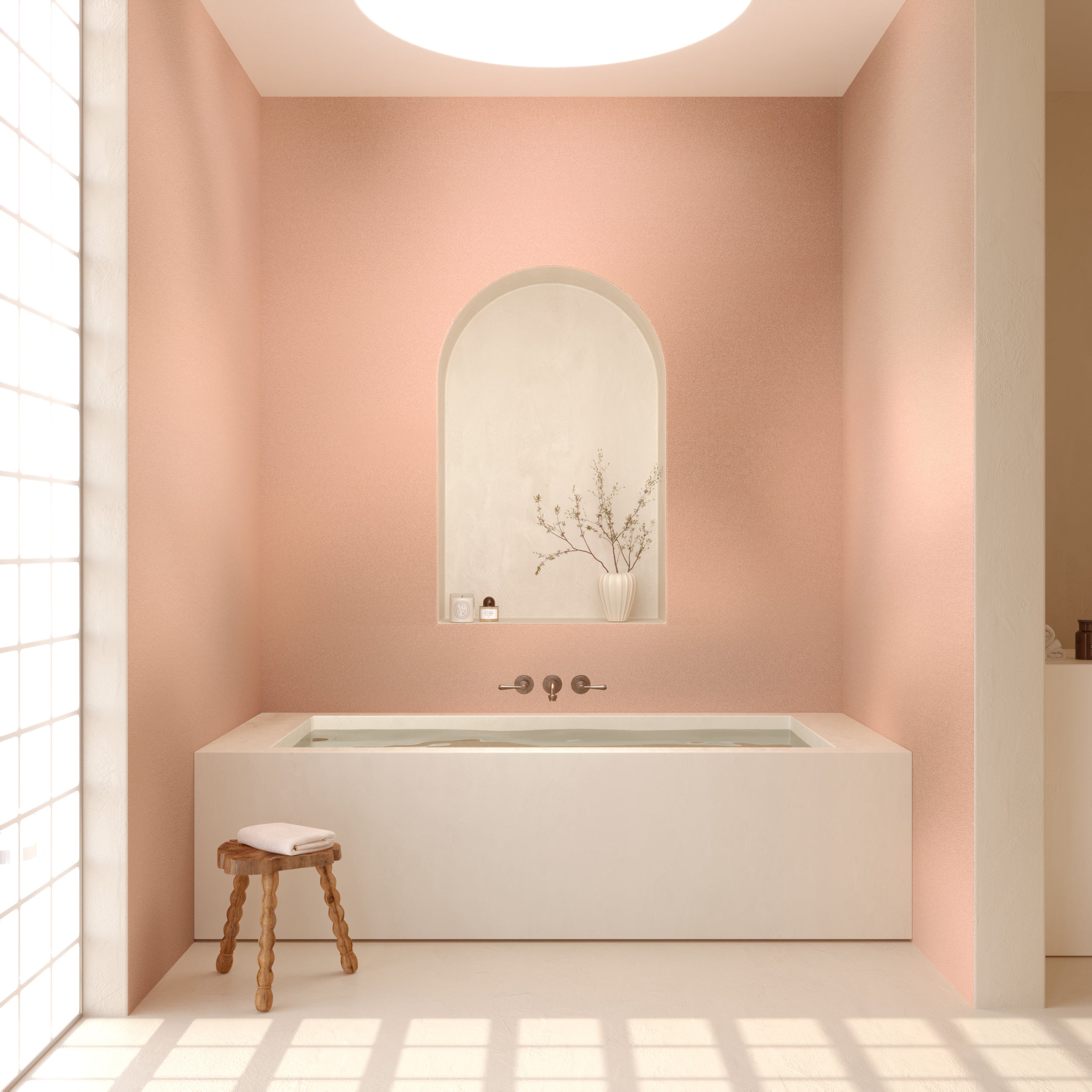 The Galaxy© Mural Wallpaper in Imperial in a bathroom from drop it MODERN.