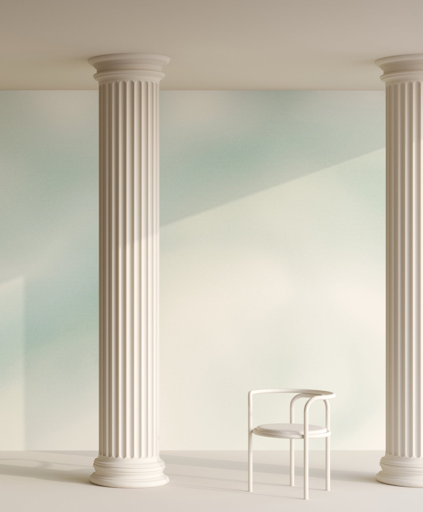 The Galaxy© Mural Wallpaper in Jade Mist in an interior from drop it MODERN.