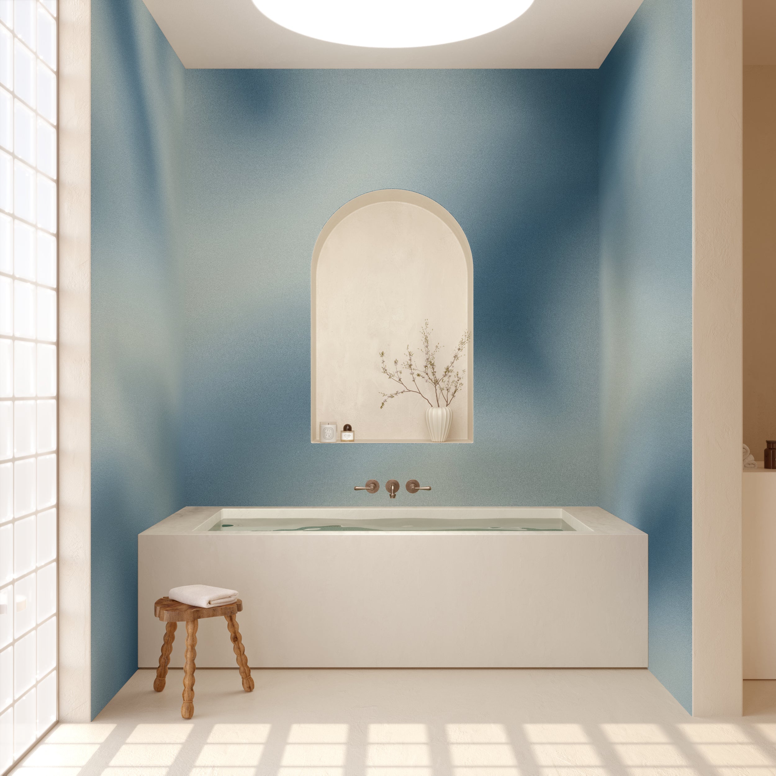 The Galaxy© Mural Wallpaper in Night in a bathroom from drop it MODERN.