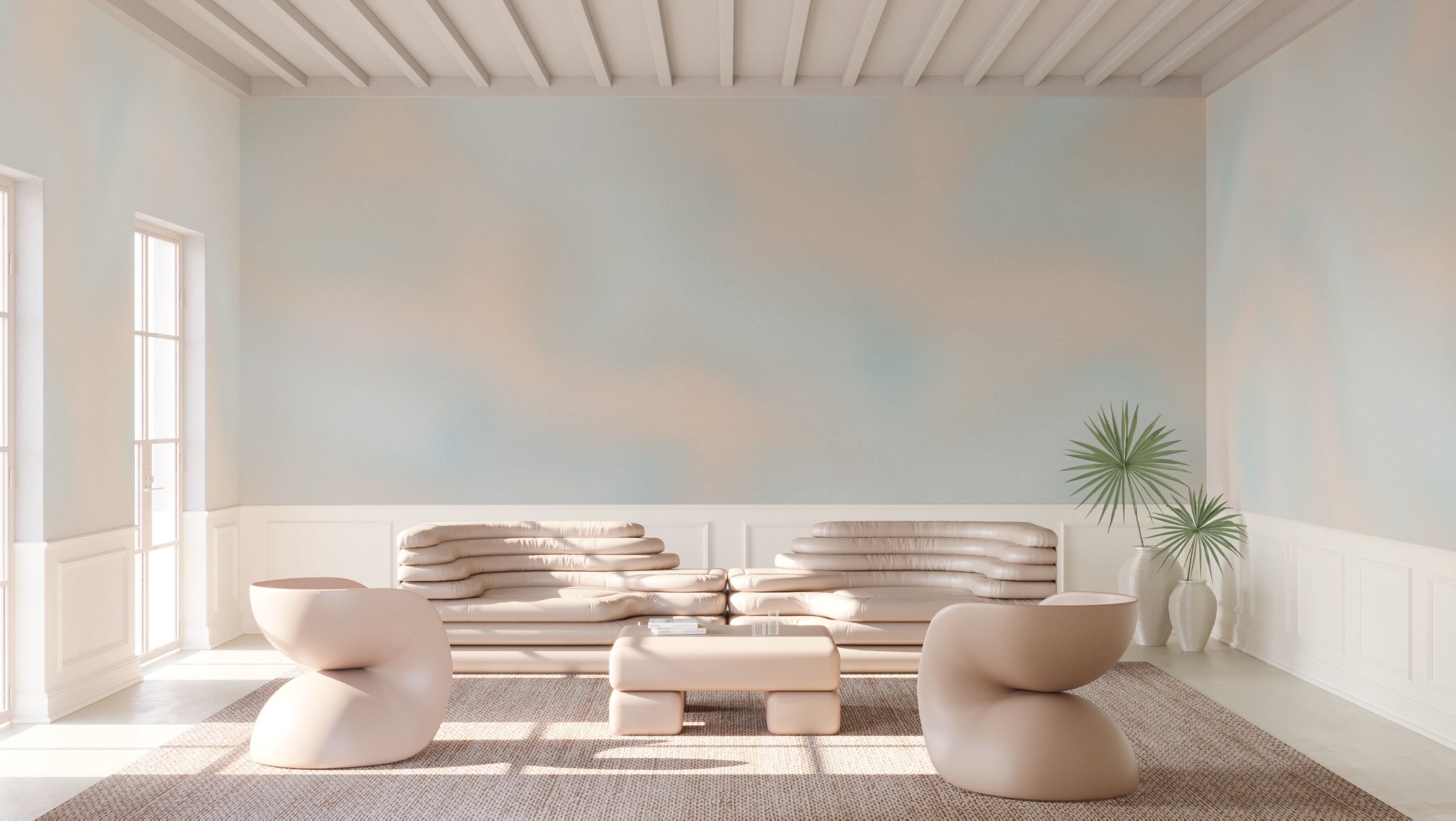The Galaxy© Mural Wallpaper in Sea in a living room from drop it MODERN.