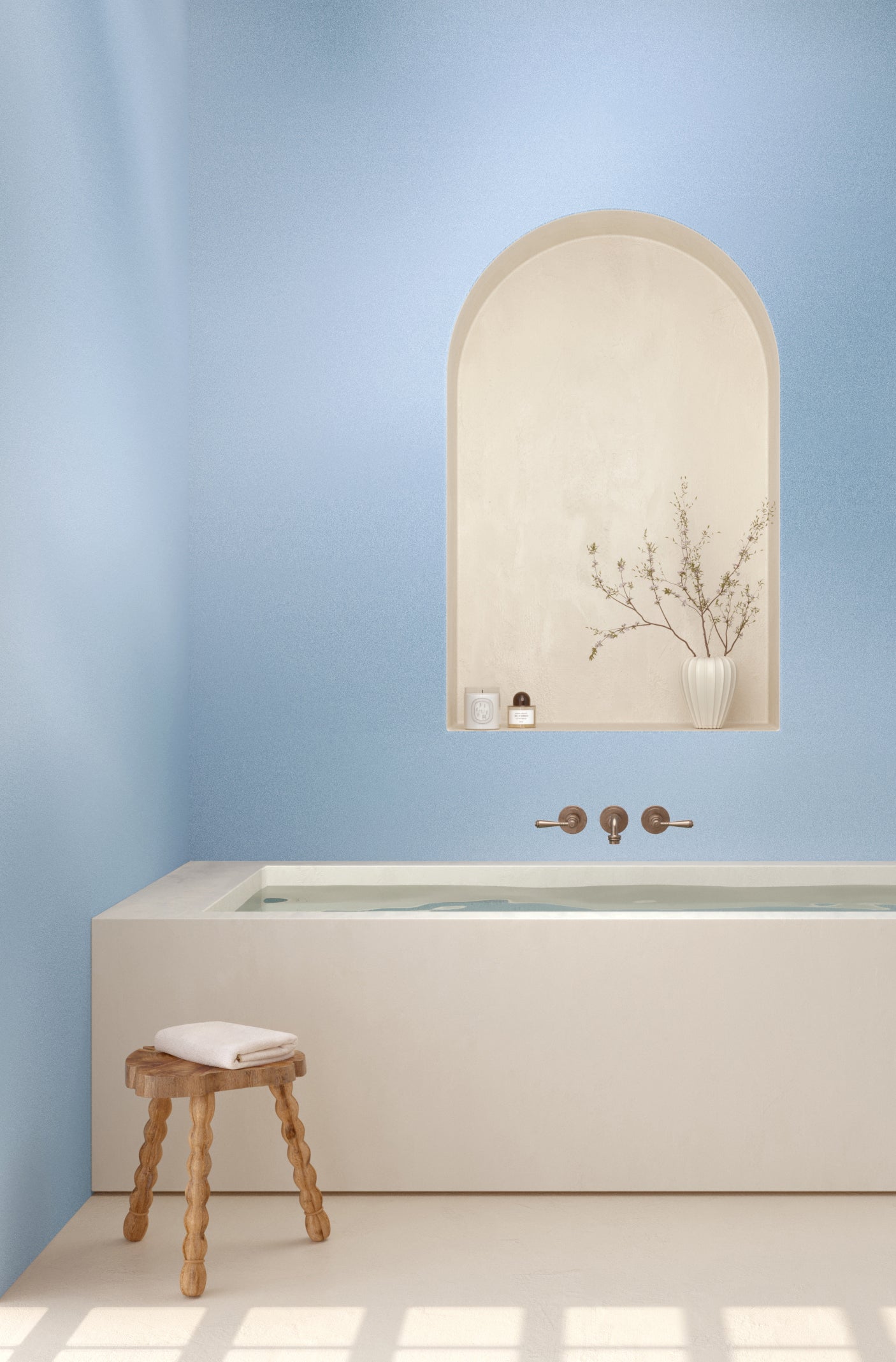 The Galaxy© Mural Wallpaper in Sky Blue in an interior from drop it MODERN.