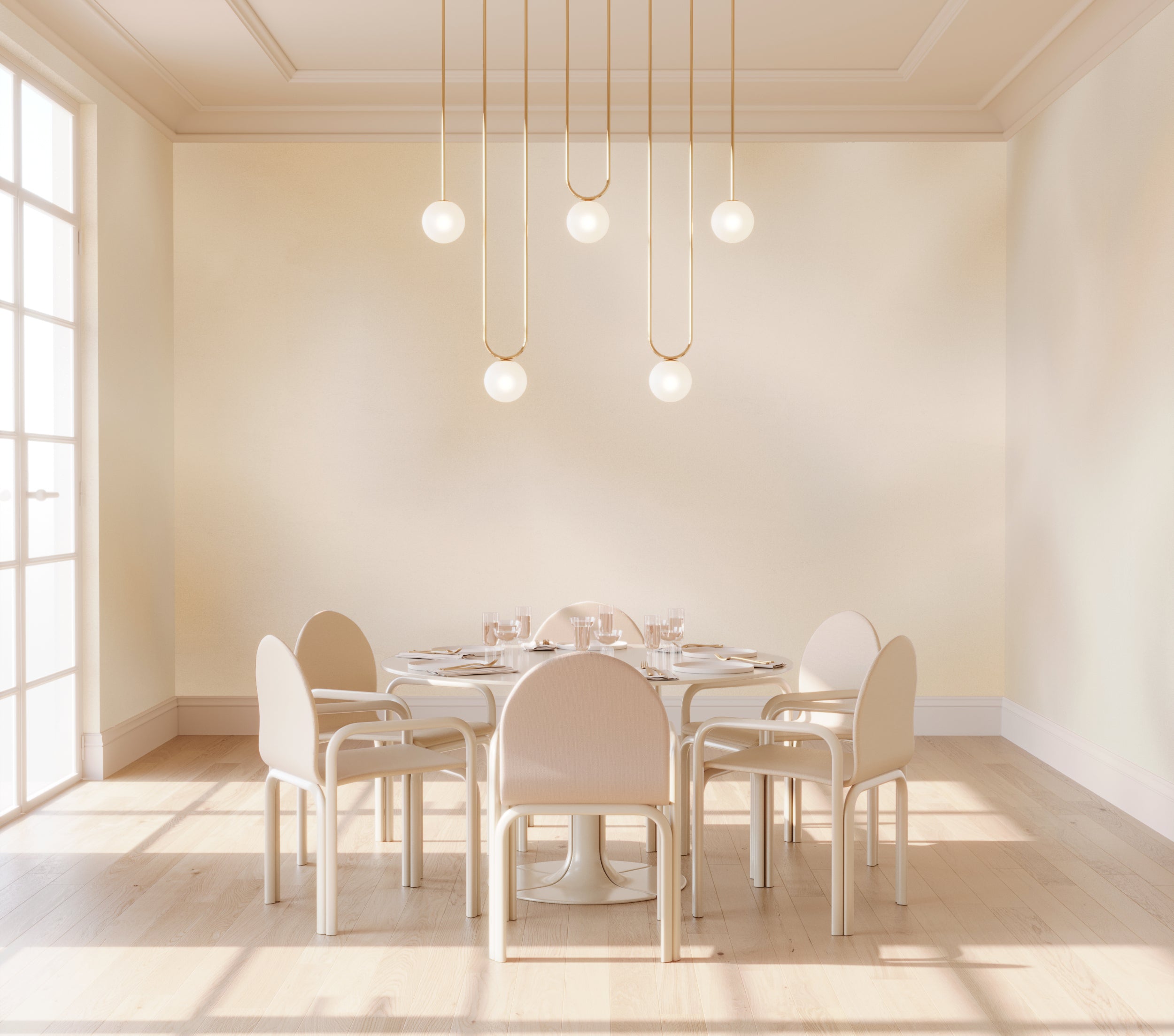 The Galaxy© Mural Wallpaper in White Sand in a dining room from drop it MODERN.