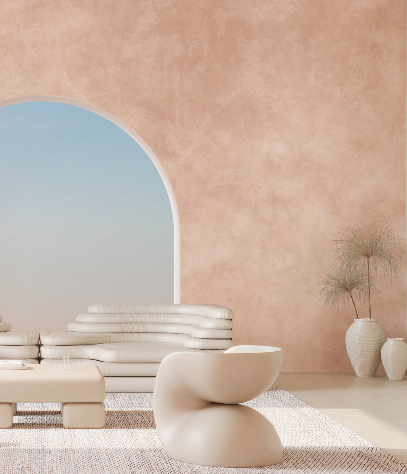The Heavenly© Mural Wallpaper in Blush in an interior from drop it MODERN