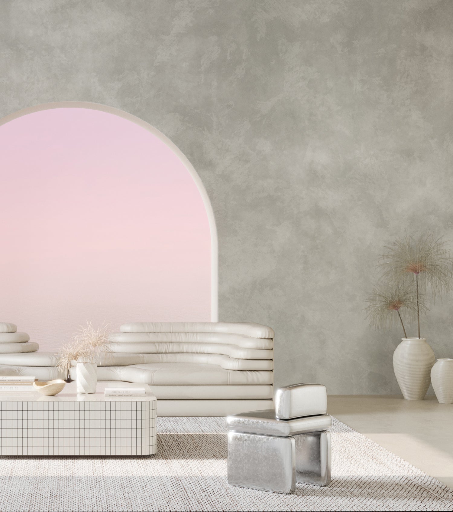 The Heavenly© Mural Wallpaper in Cement in an interior from drop it MODERN