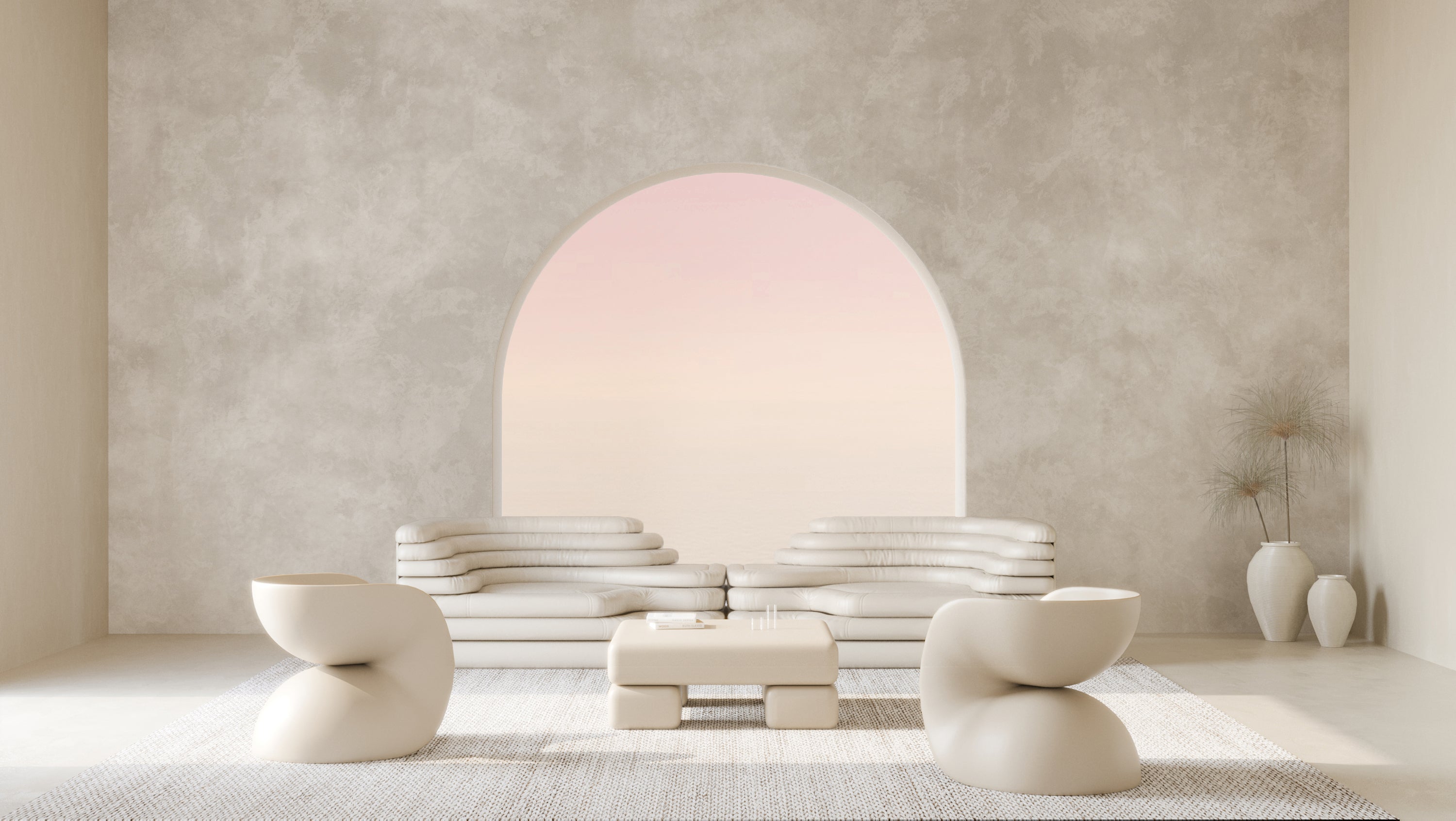 The Heavenly© Mural Wallpaper in Greige in a lobby from drop it MODERN