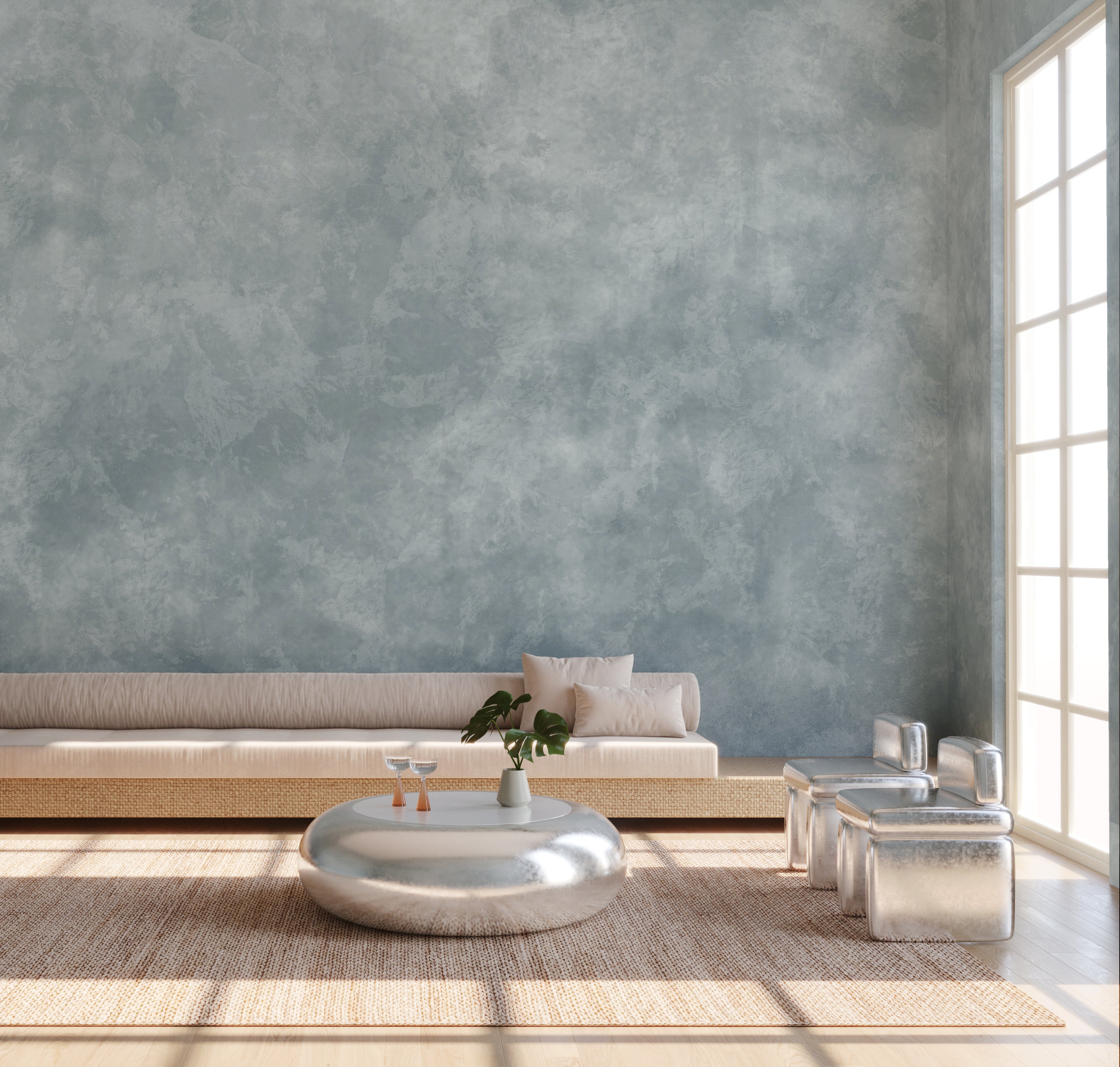 The Heavenly© Mural Wallpaper in Igloo in a living room from drop it MODERN