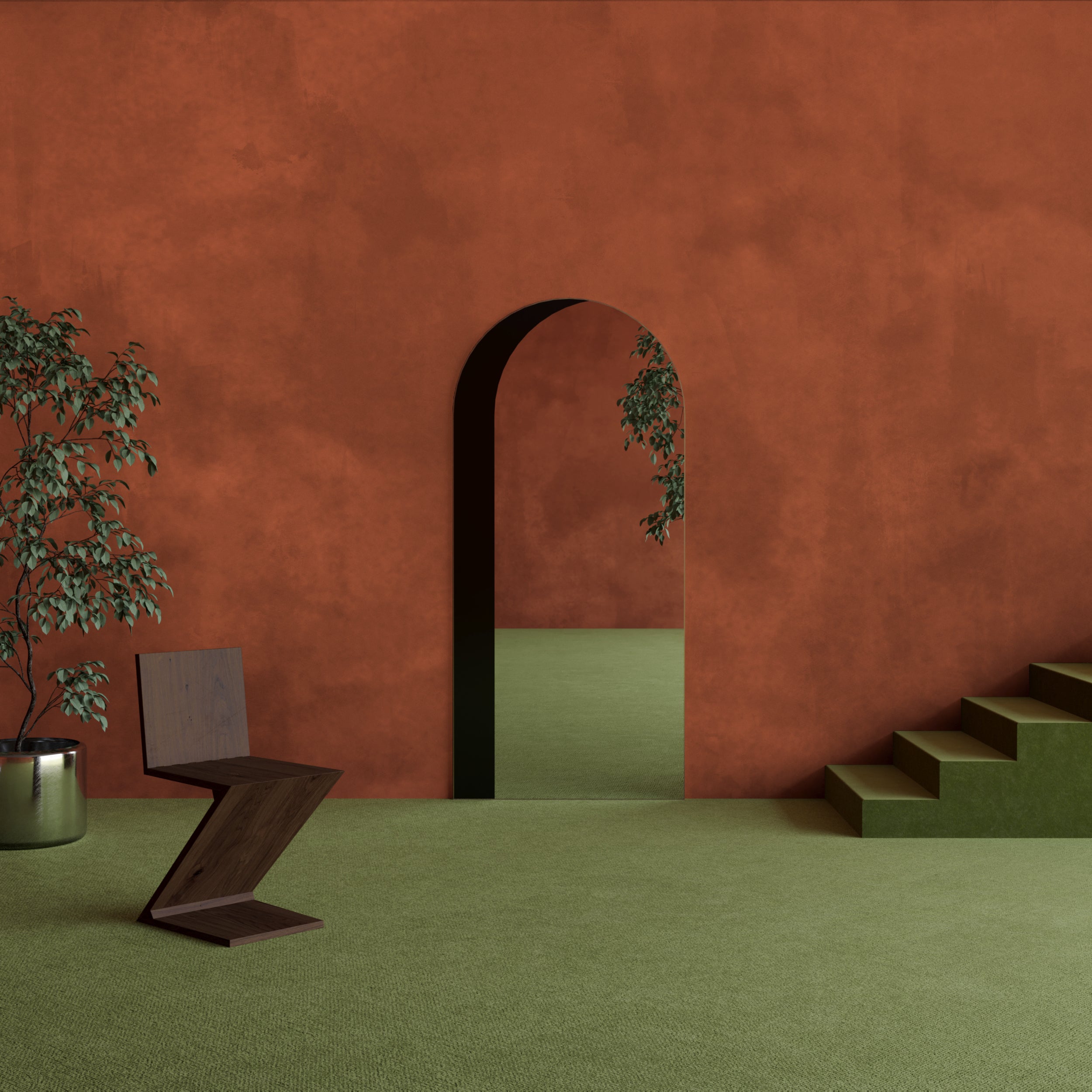 The Heavenly© Mural Wallpaper in Red Rock in an interior from drop it MODERN