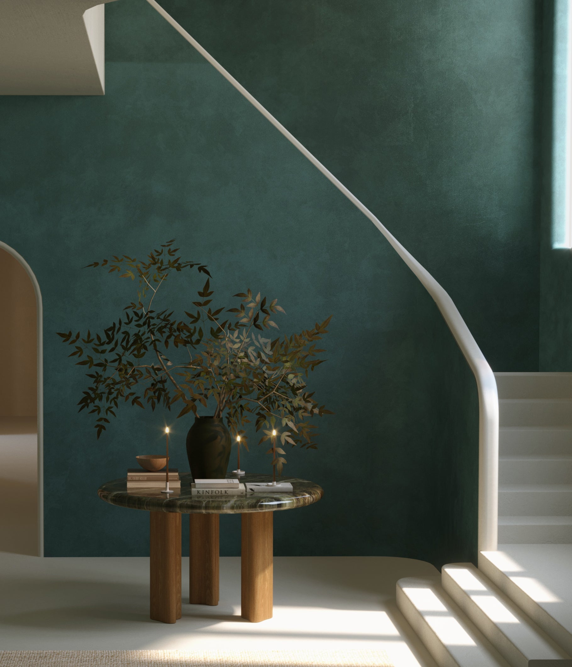 The Heavenly© Mural Wallpaper in Teal in a residential interior from drop it MODERN
