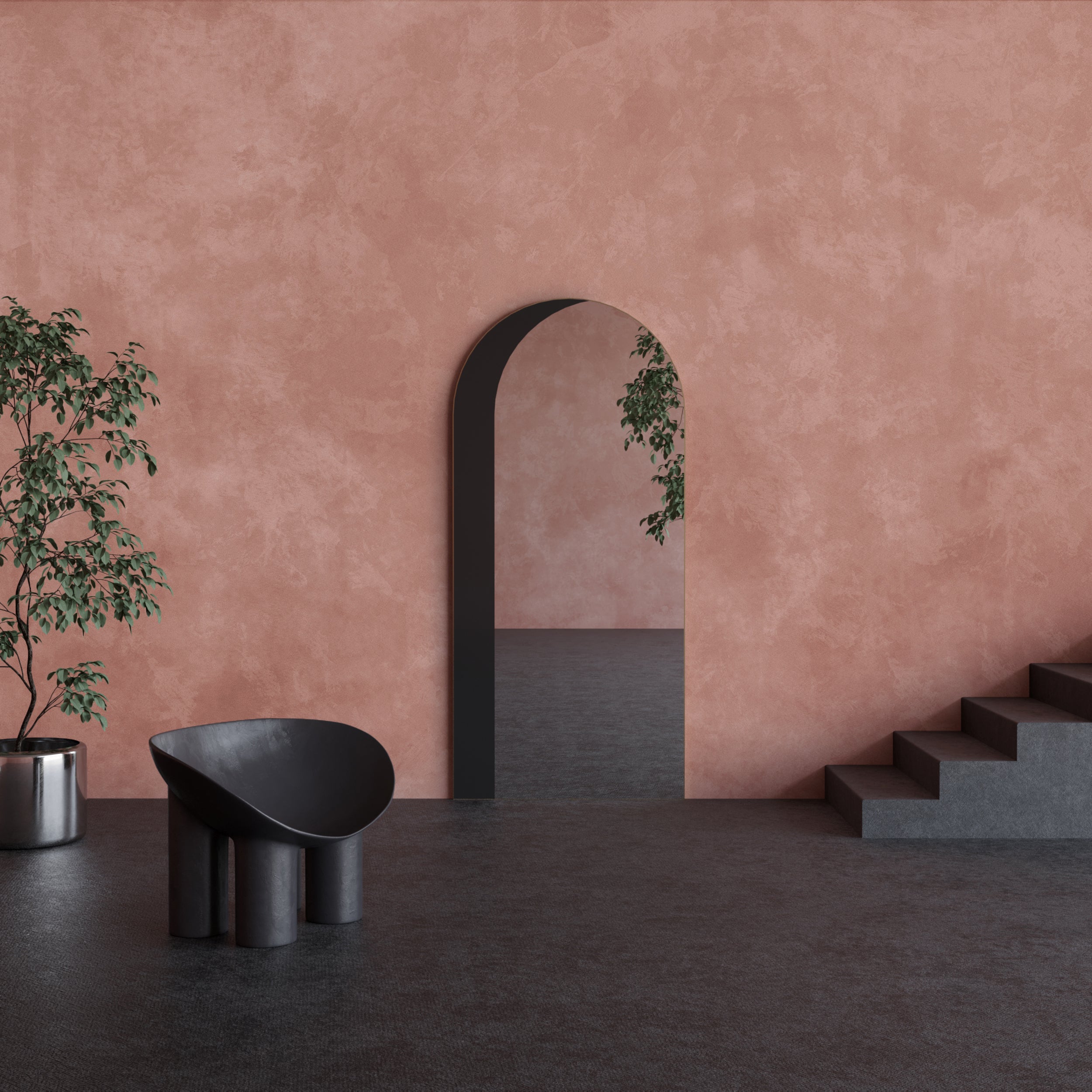 The Heavenly© Mural Wallpaper in terracotta in an interior from drop it MODERN