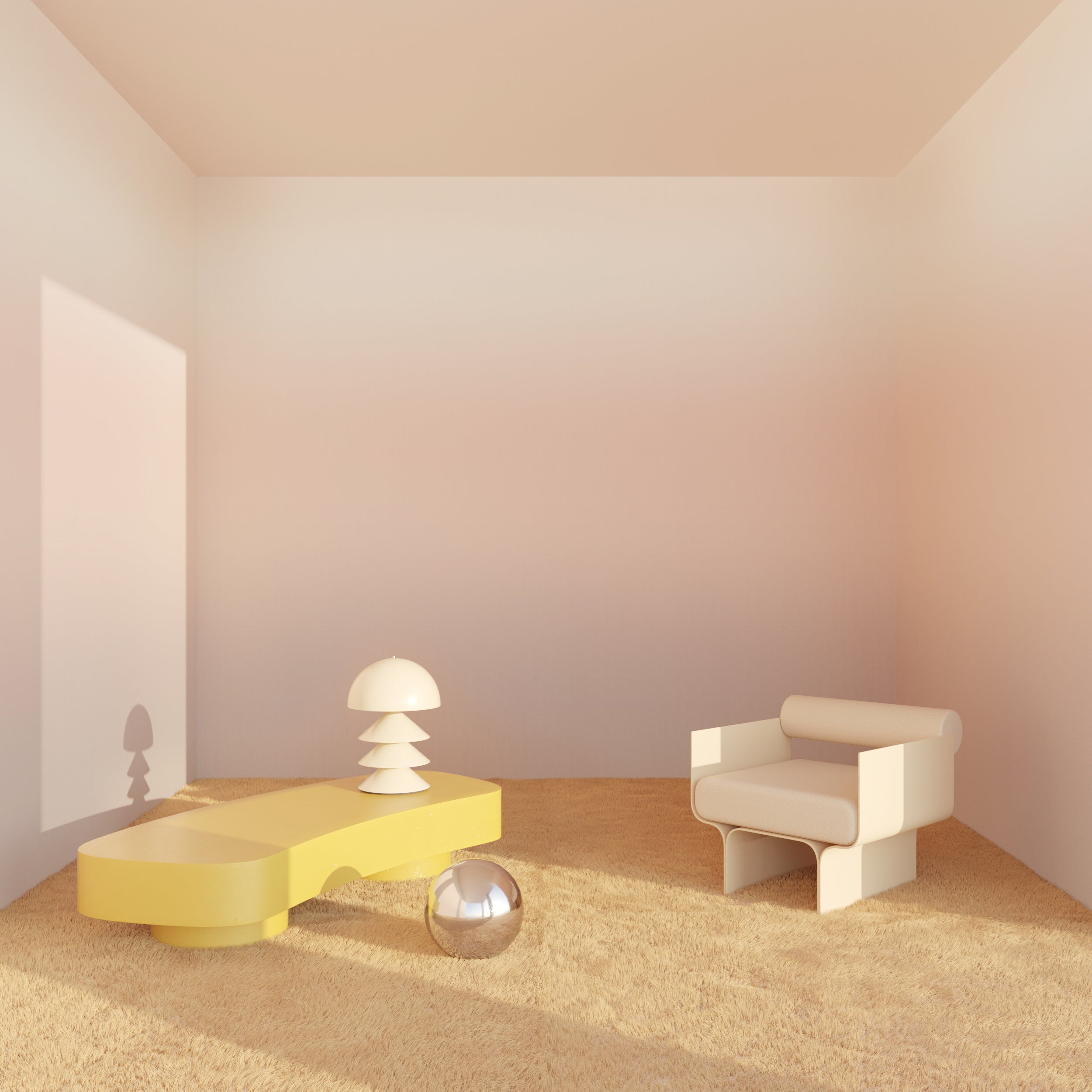 The Horizon© Wallpaper in Blush in a lounge area from drop it MODERN