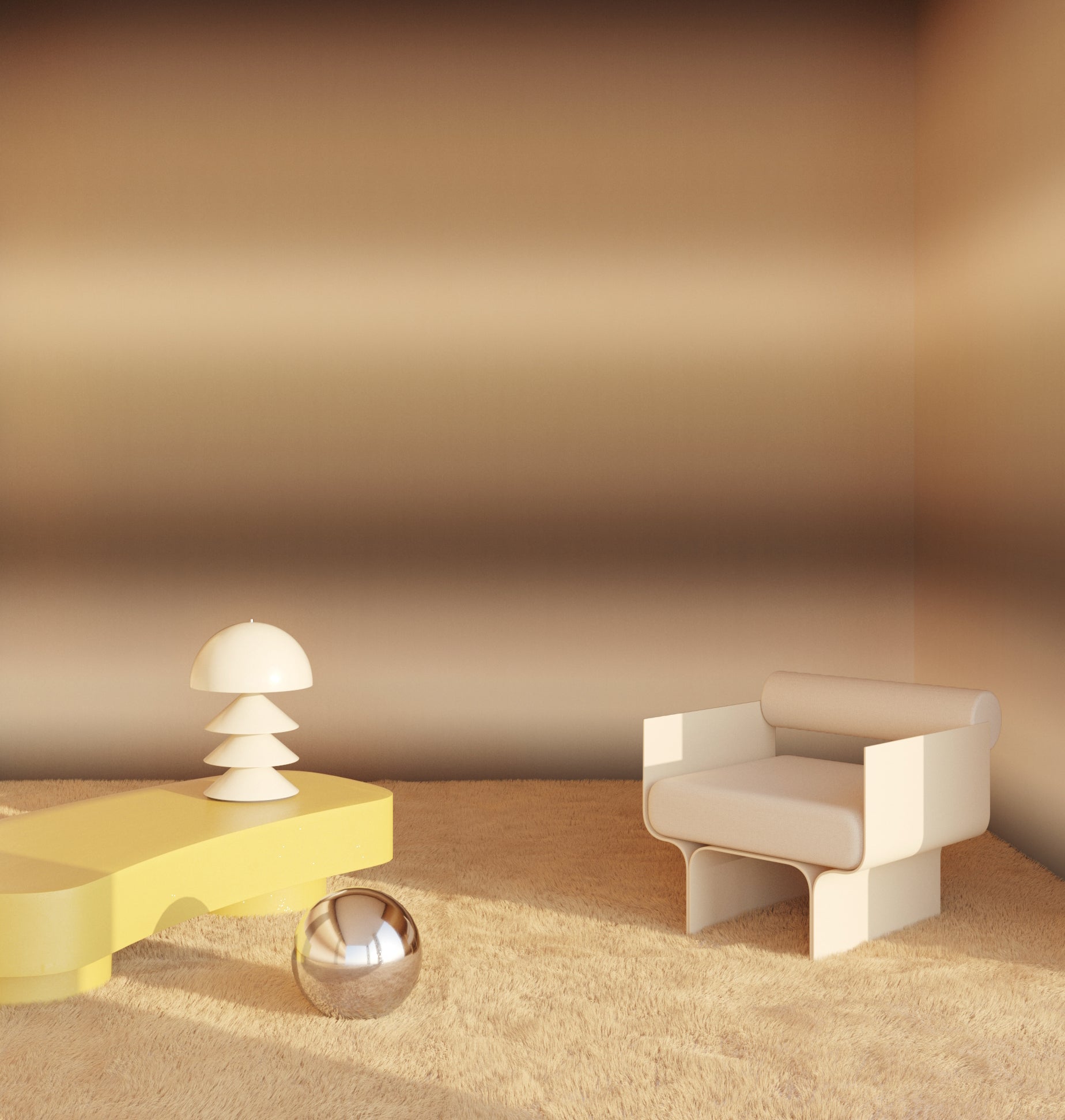 The Horizon© Wallpaper in golden in a lounge room from drop it MODERN
