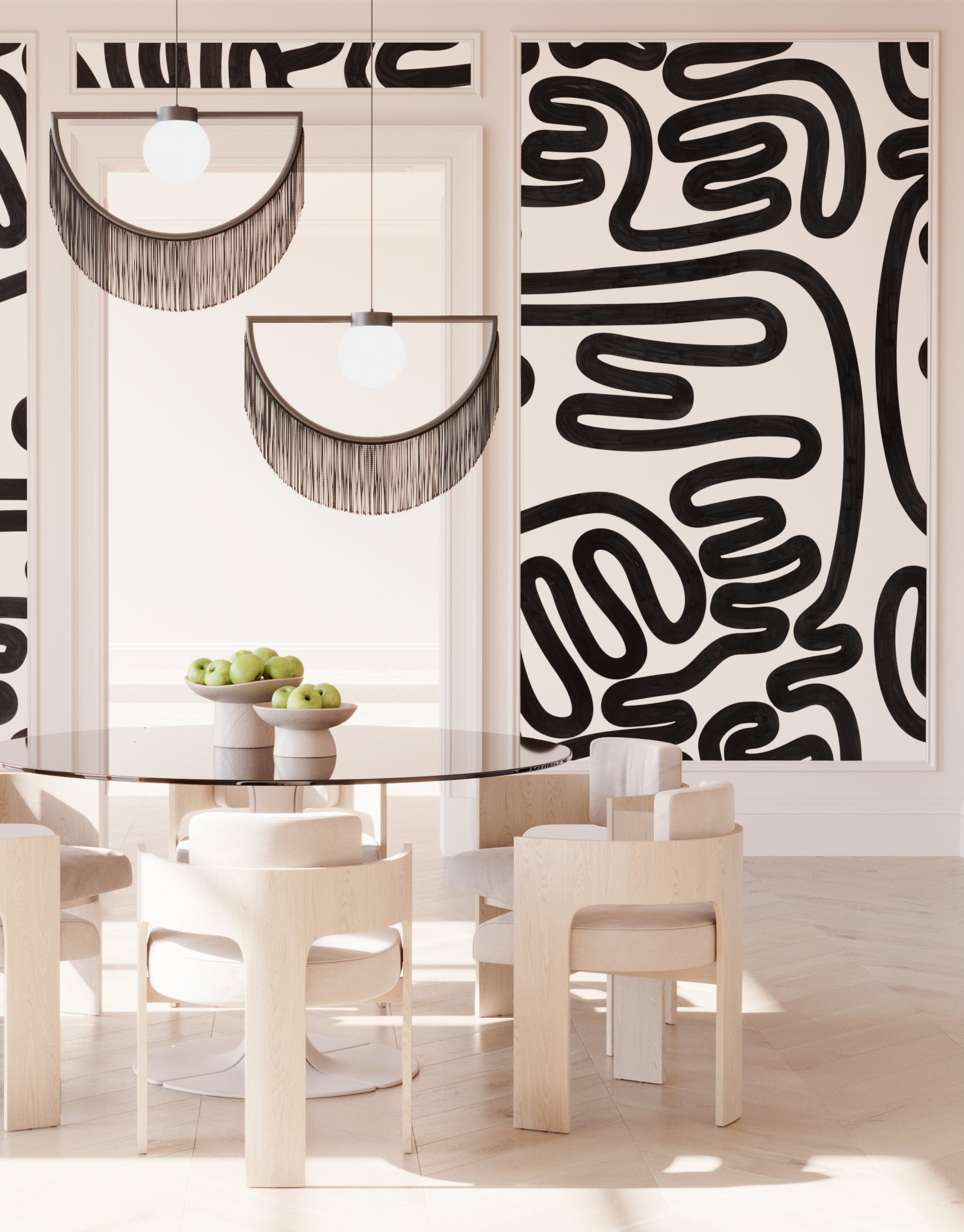 Infinito© Mural Wallpaper in Black + Creme