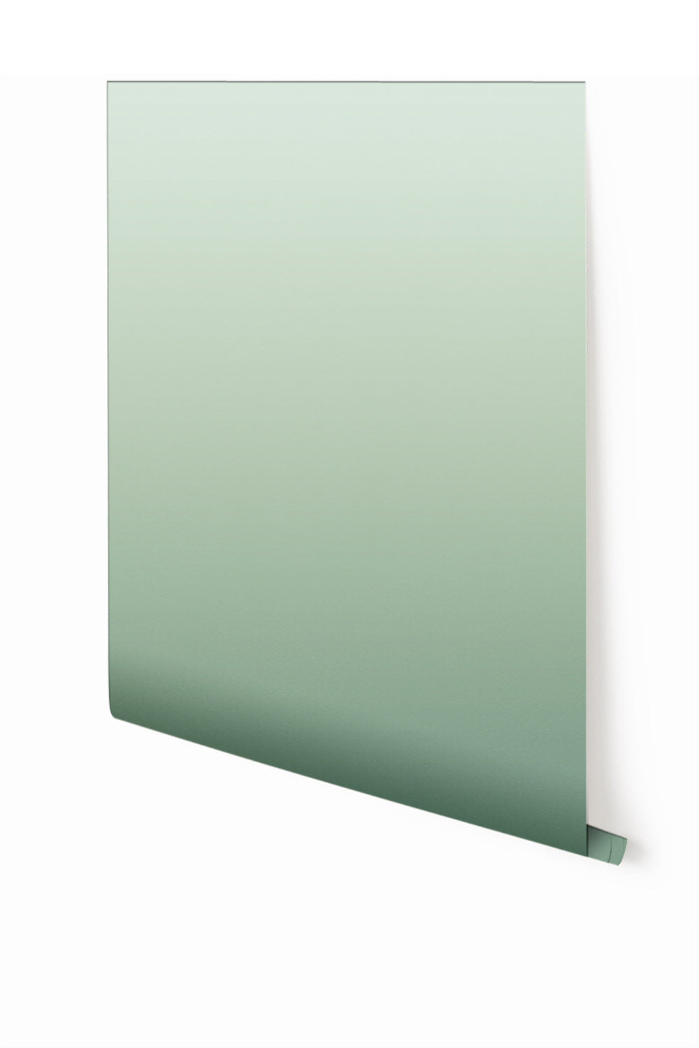 A single roll of Evaporate wallpaper in Jade color, showing a solid green color with a slight gradient from drop it MODERN.