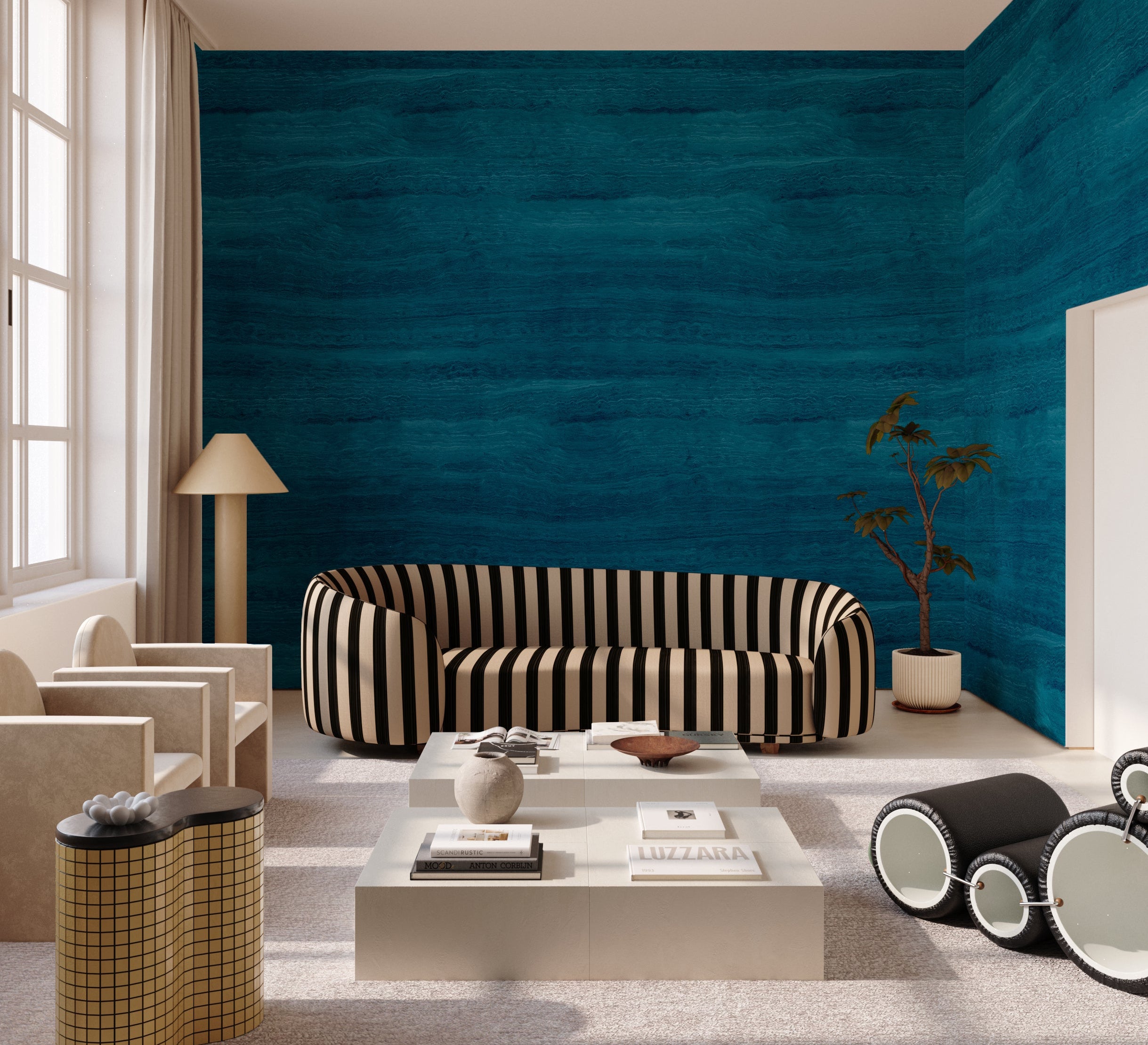 Limestone© Mural Wallpaper in sapphire