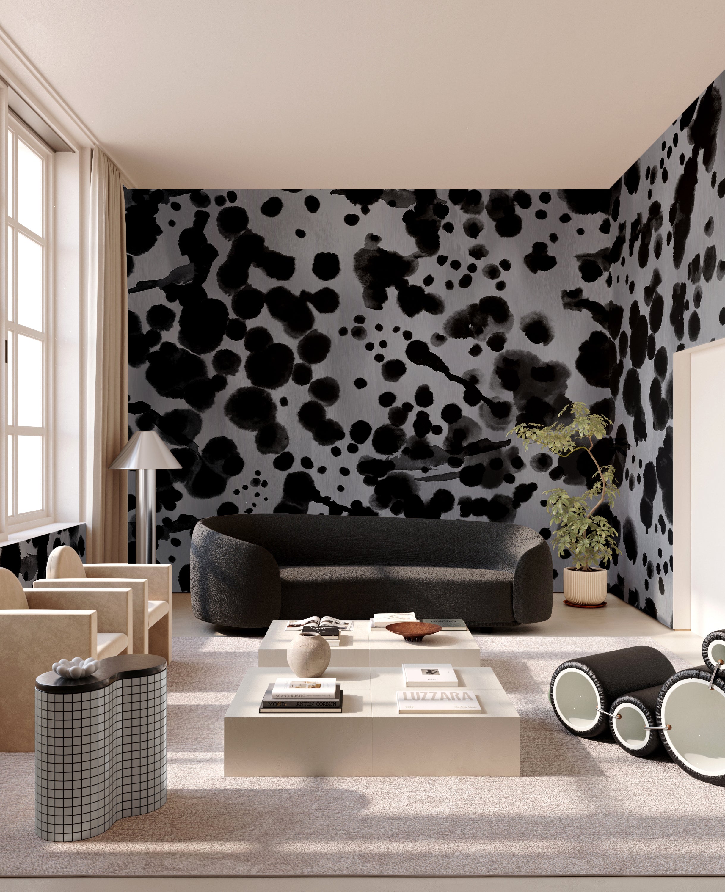 Midnight Oil MURAL© Wallpaper in Stone Blue