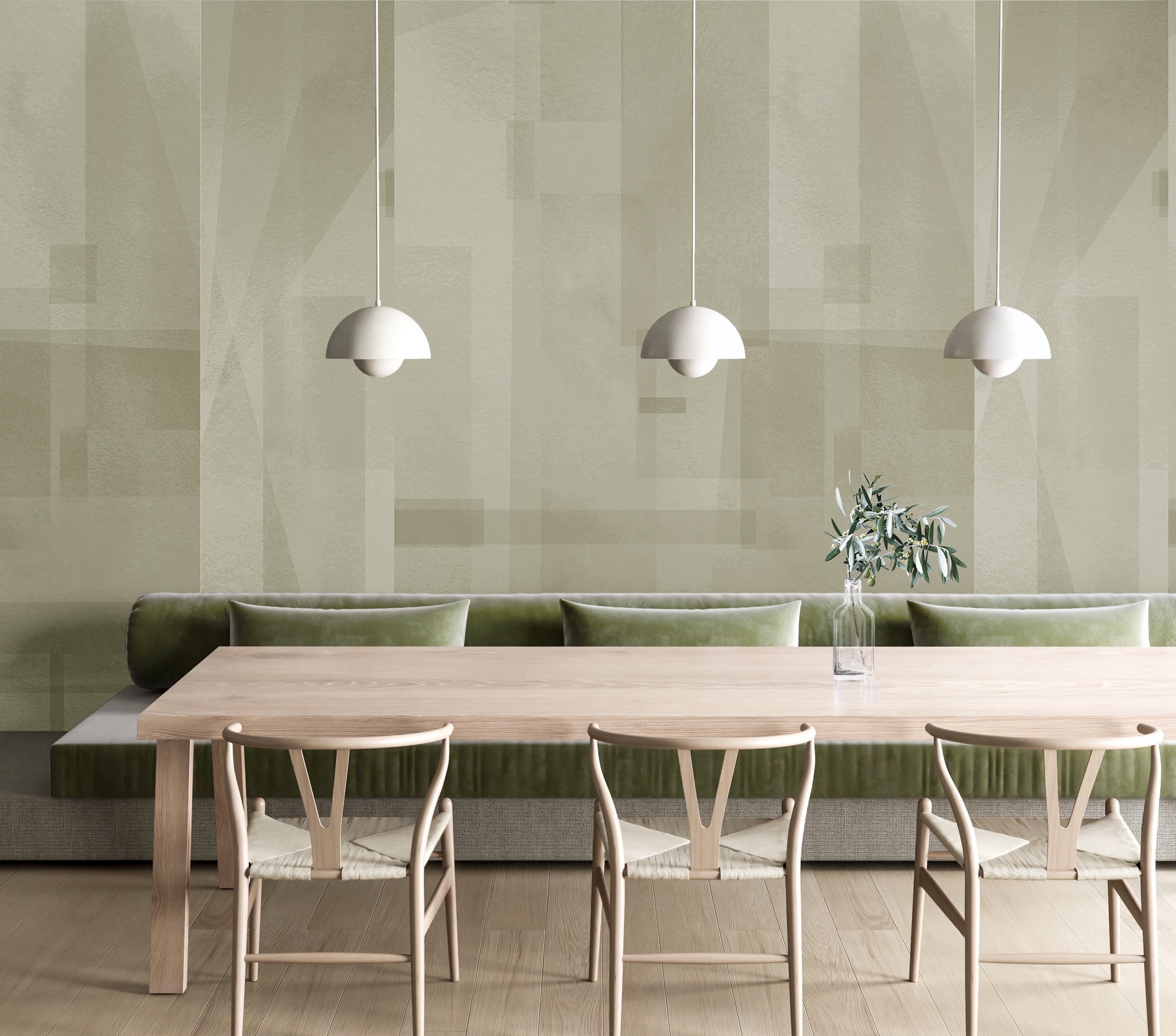 Papier Máché © Mural Wallpaper in Sage