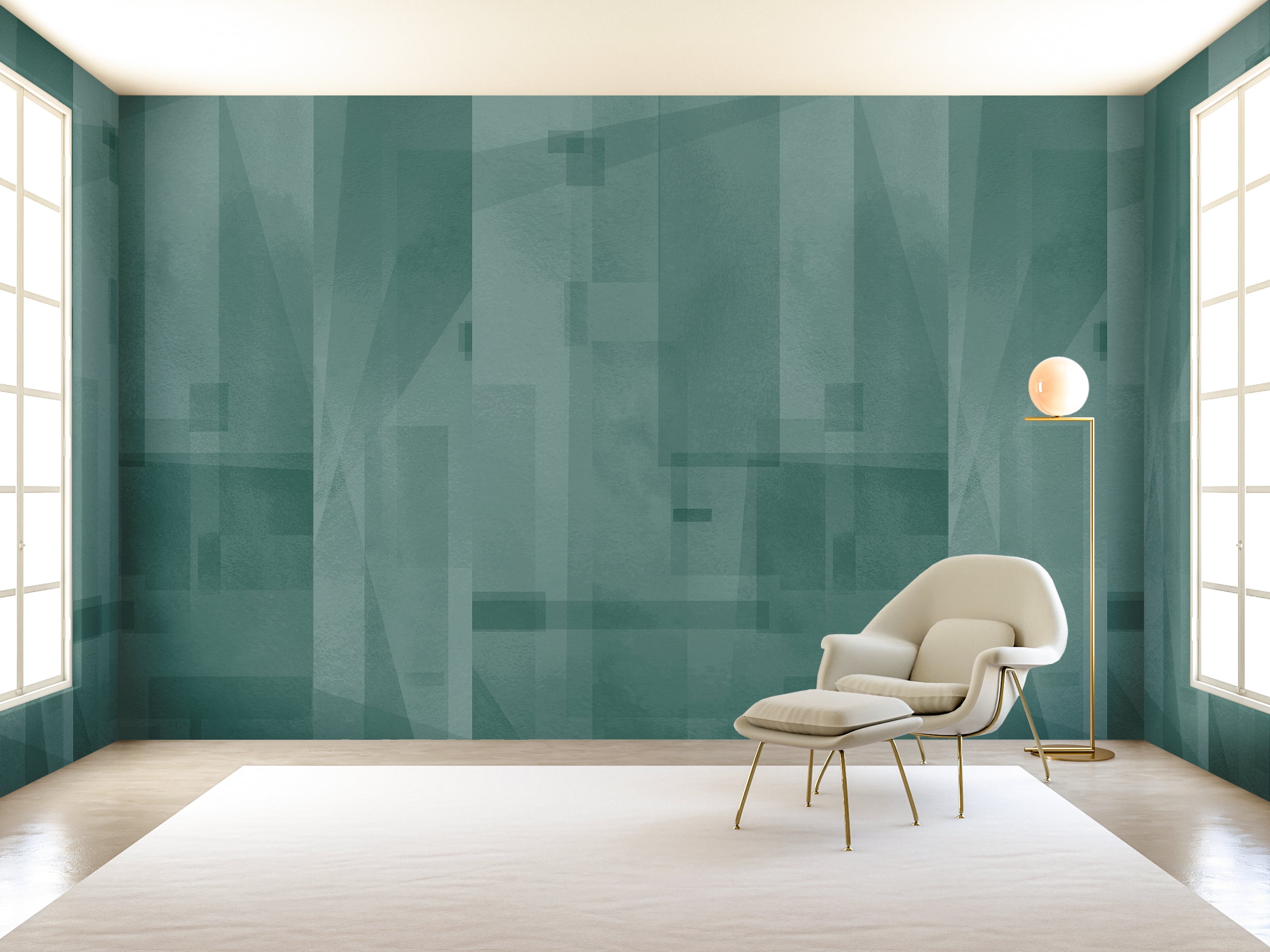 Papier Máché © Mural Wallpaper in Teal