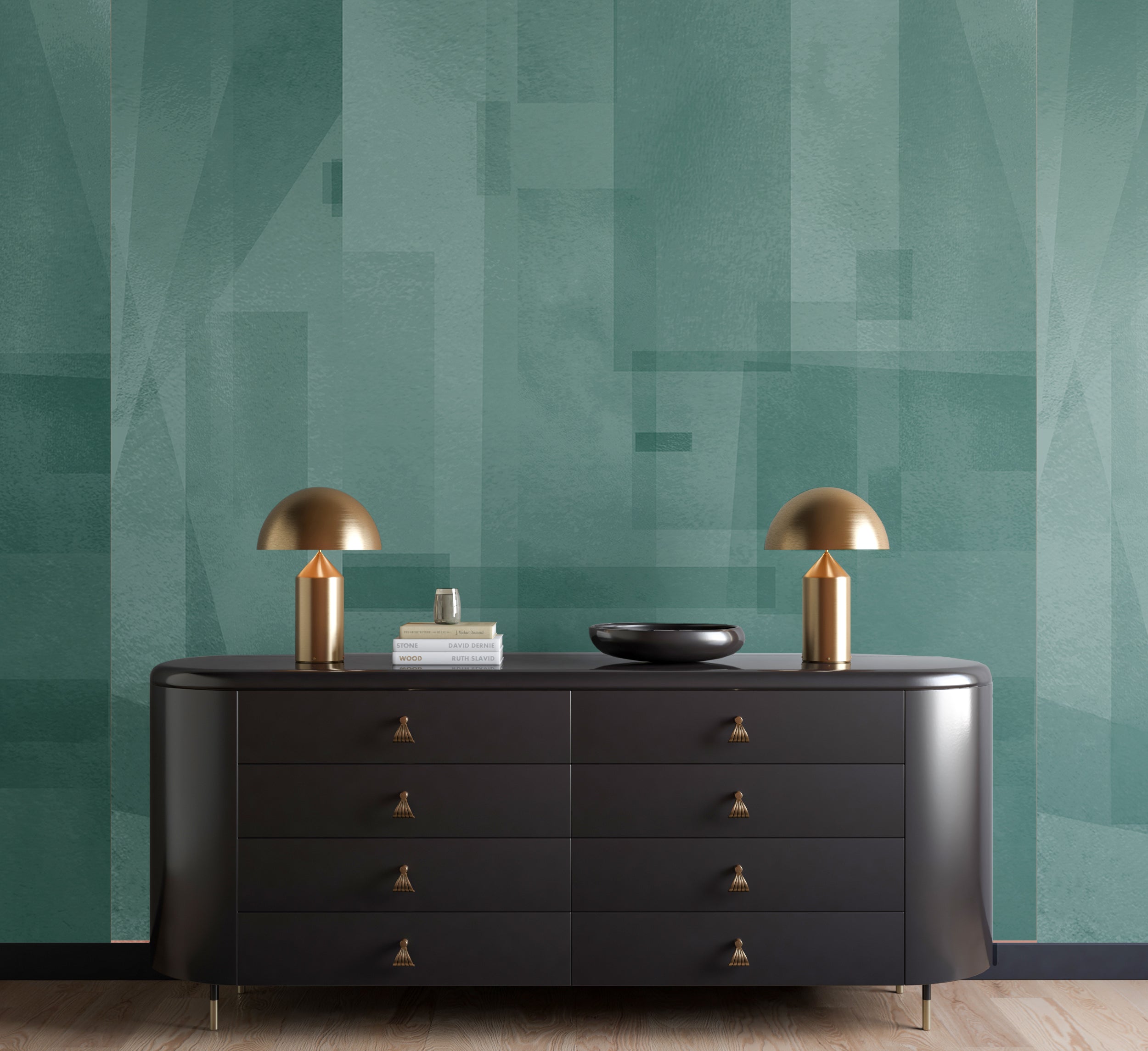 Papier Máché © Mural Wallpaper in Teal