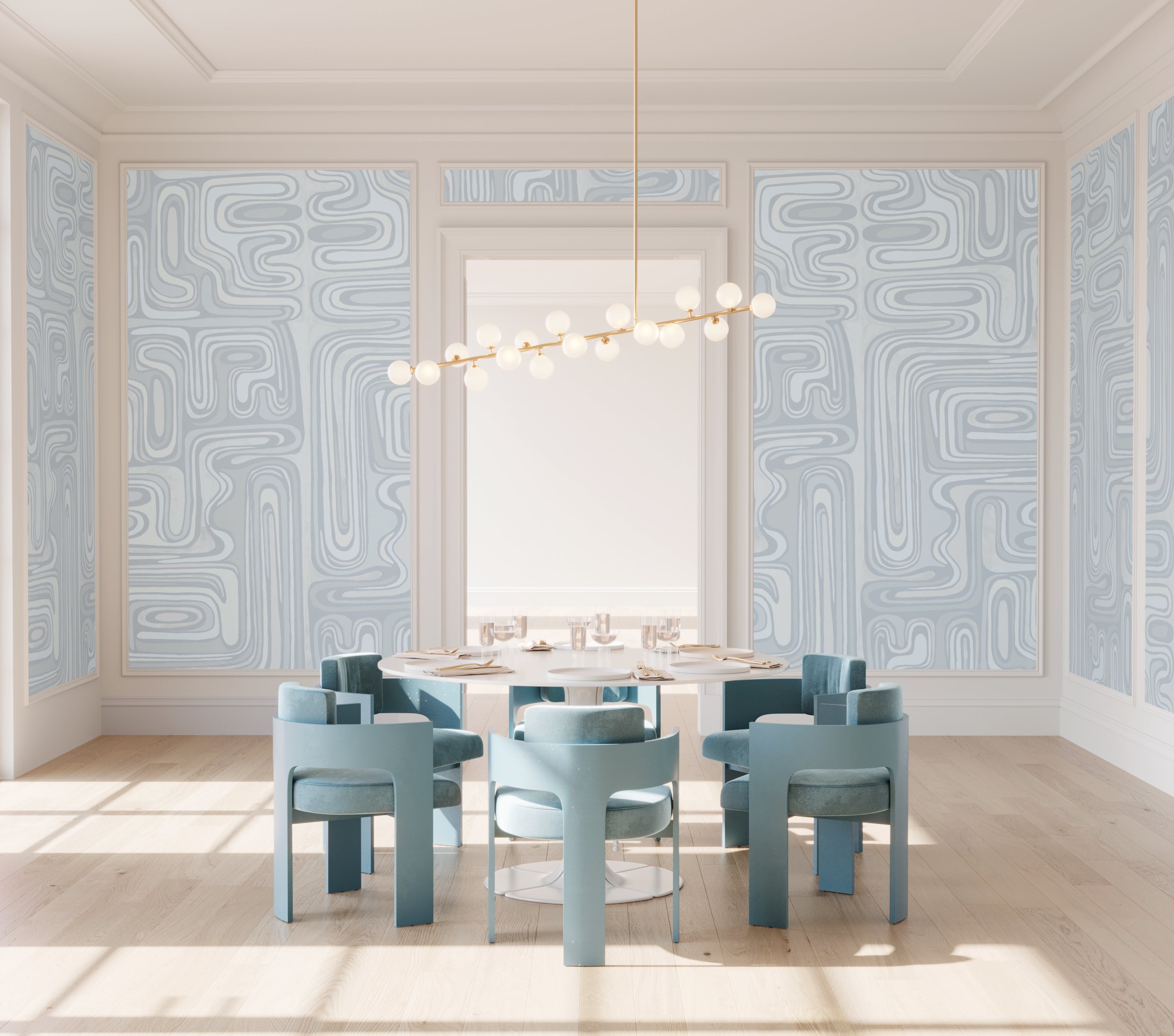Playhouse© Mural Wallpaper in Pale Blue