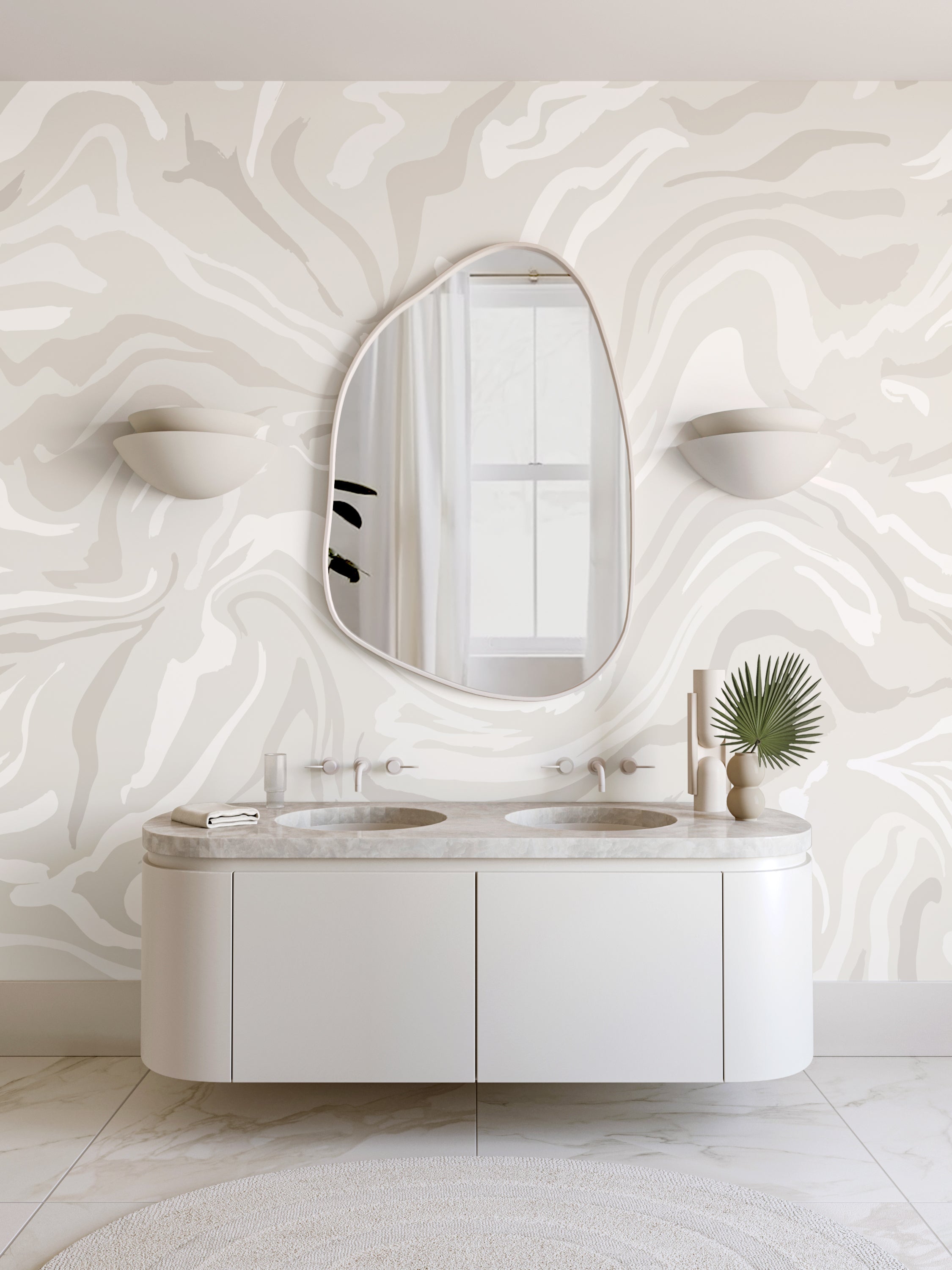 Primal© Multi Mural Wallpaper in Cement