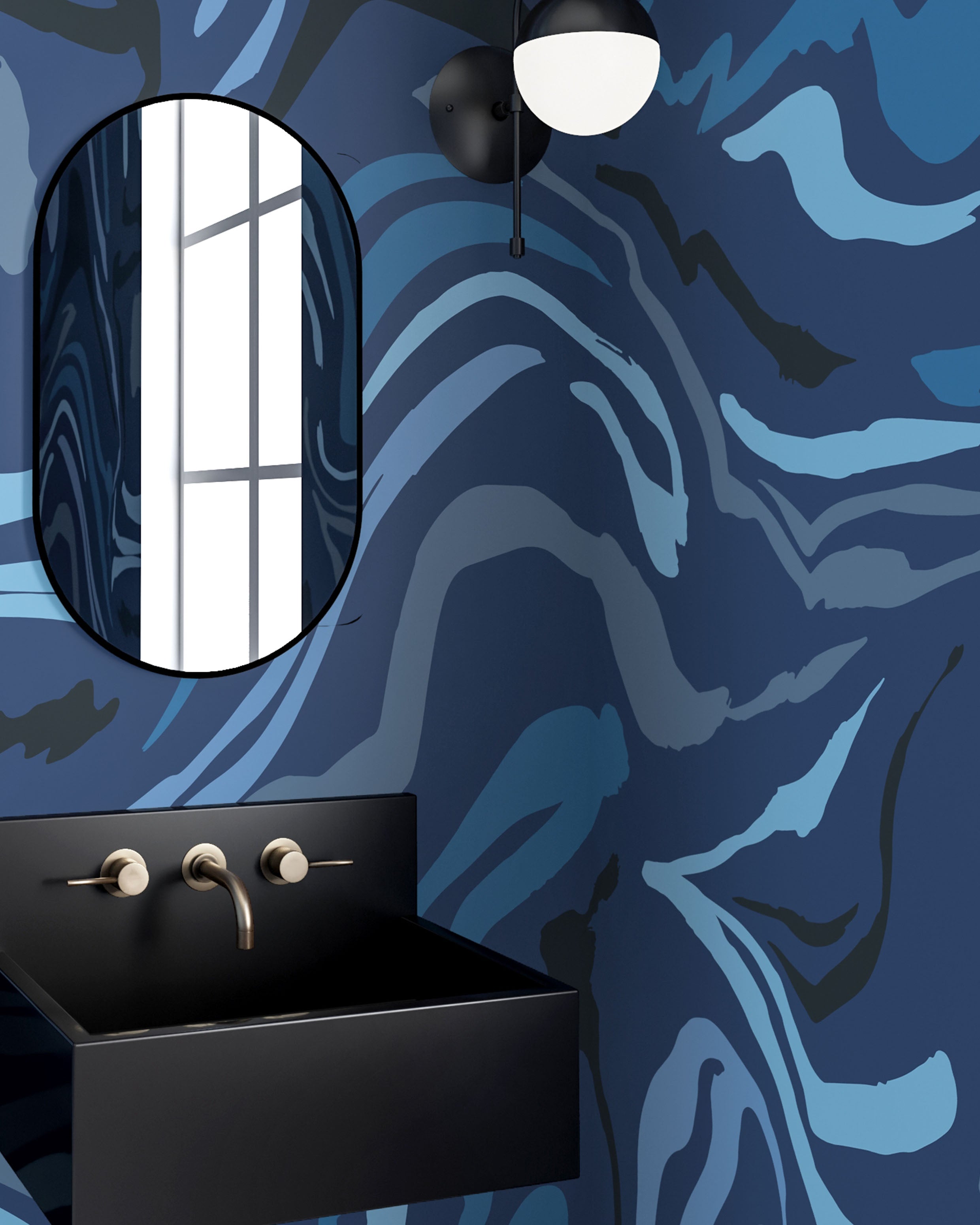 Primal© Multi Mural Wallpaper in Navy