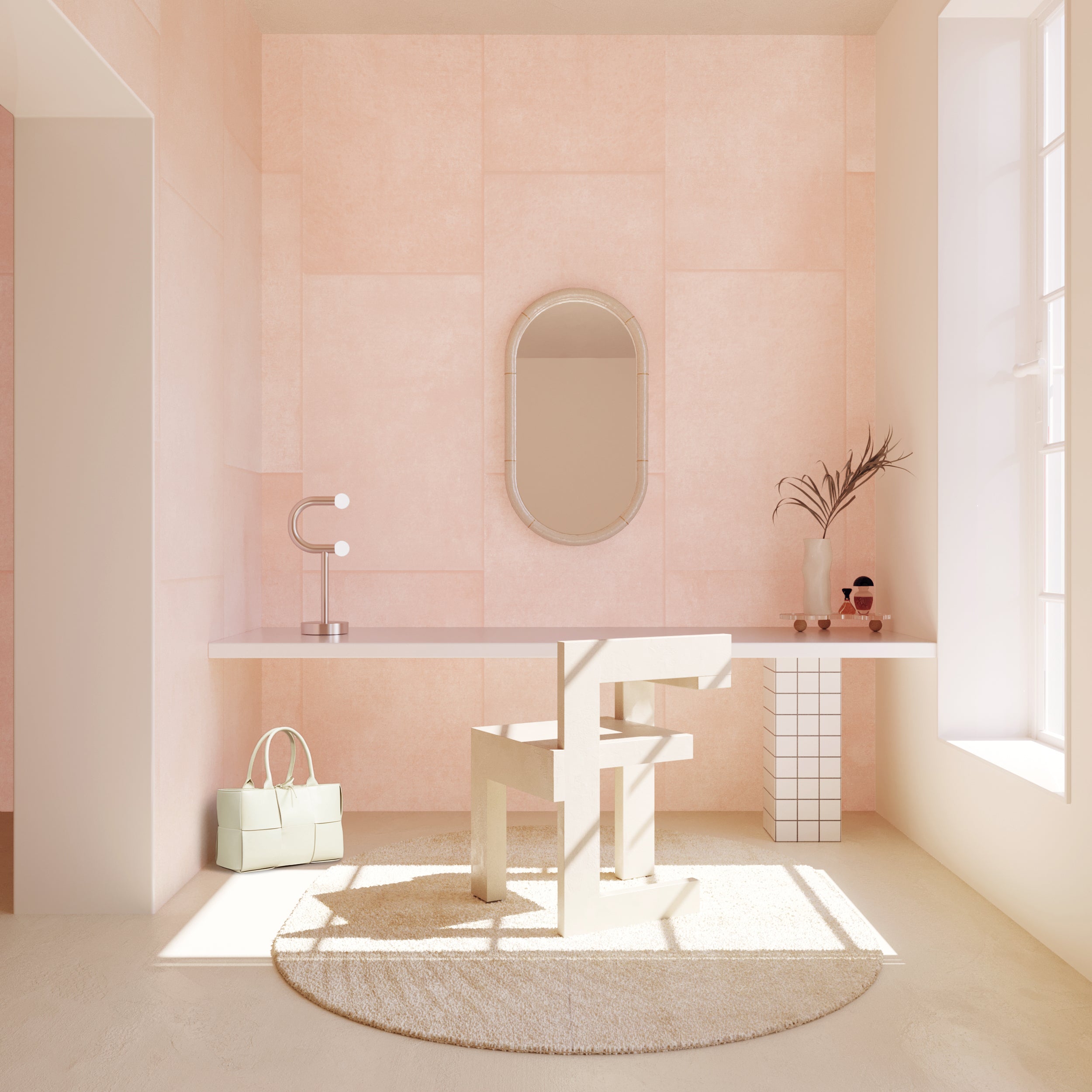 Rectangled© Mural Wallpaper in Blush