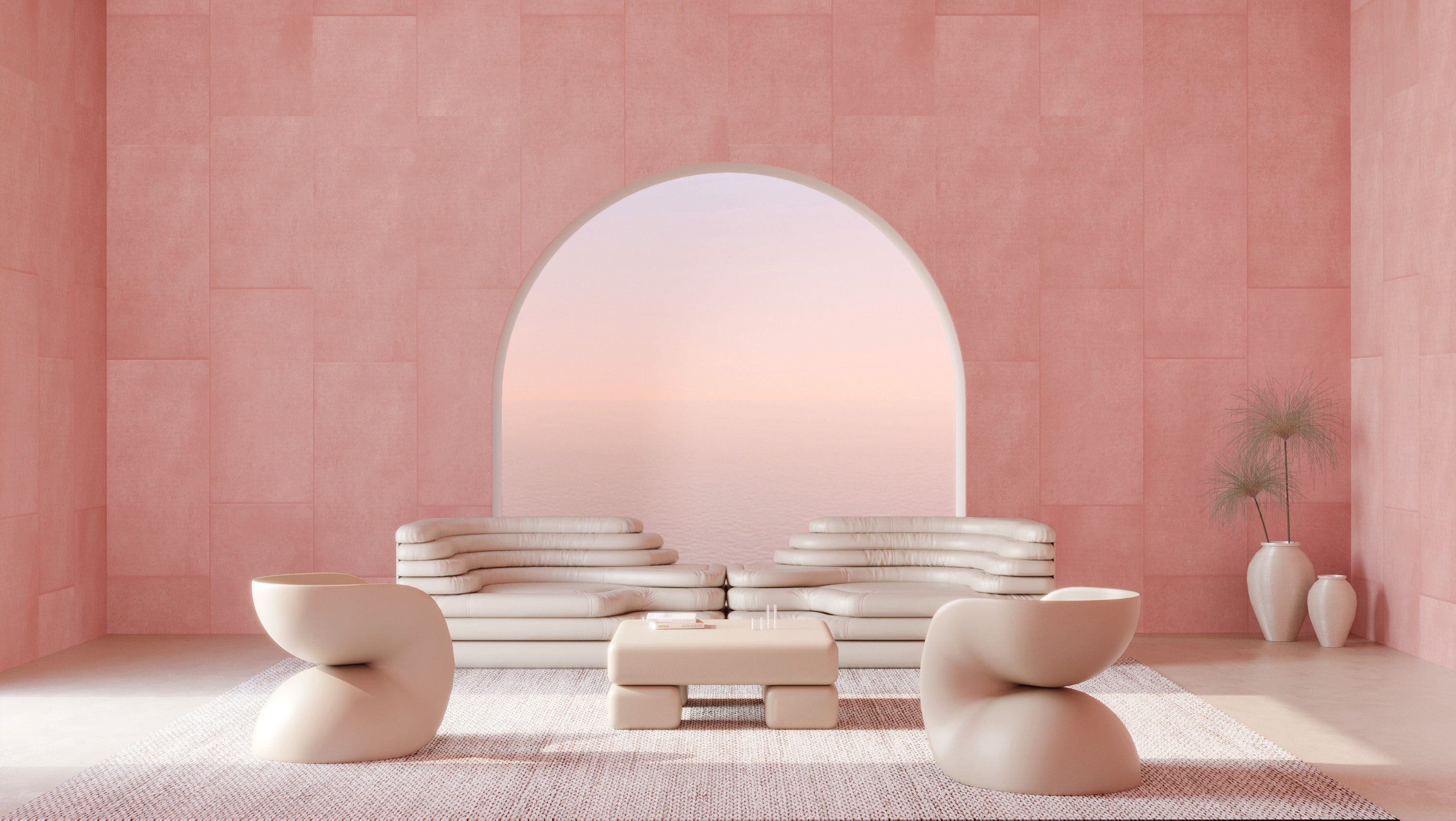 Rectangled© Mural Wallpaper in Rose