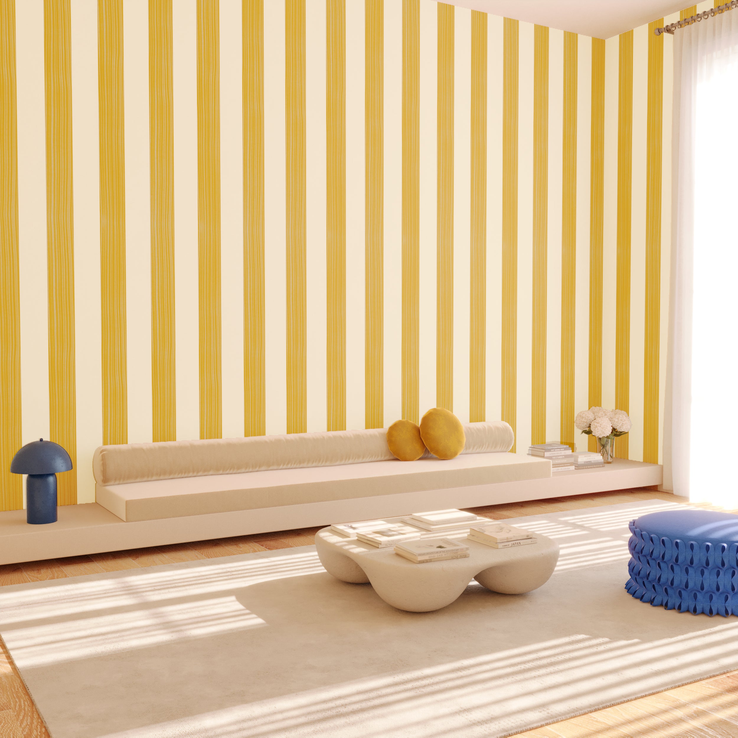 Santorini© Mural Wallpaper in Mustard
