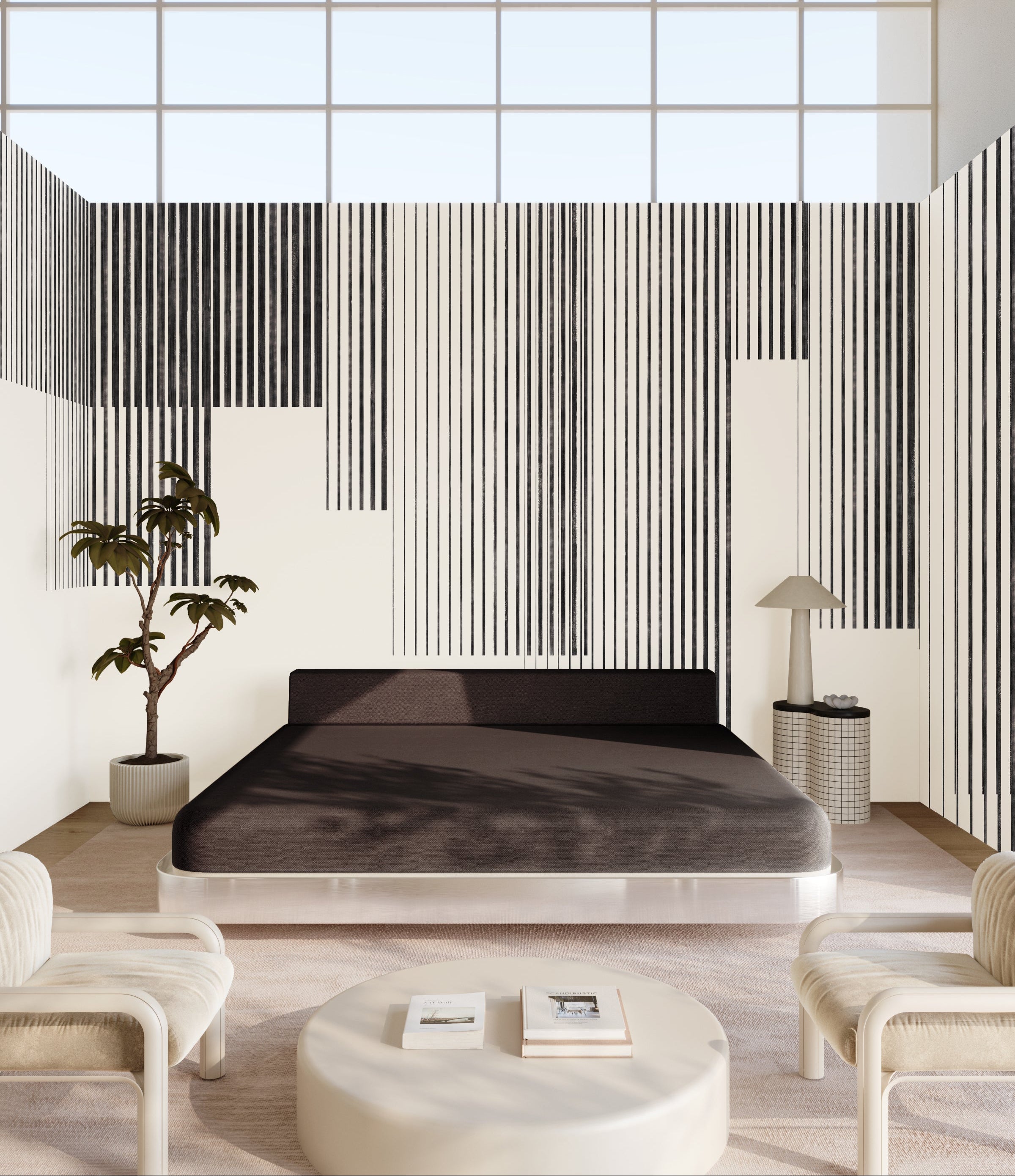 Seismic© Mural Wallpaper in black + creme