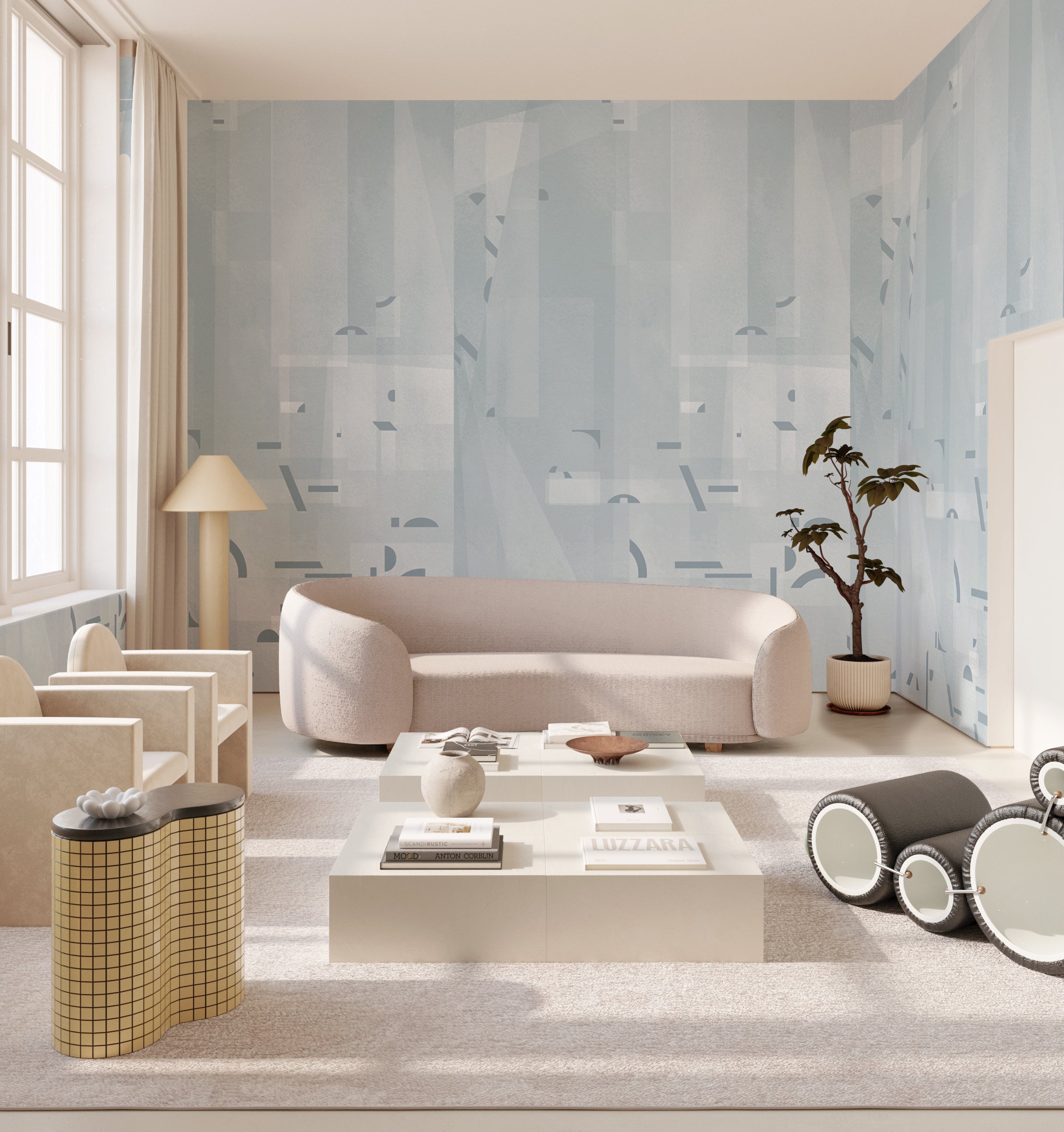 Shape Shifter© Mural Wallpaper in Stardust Blue