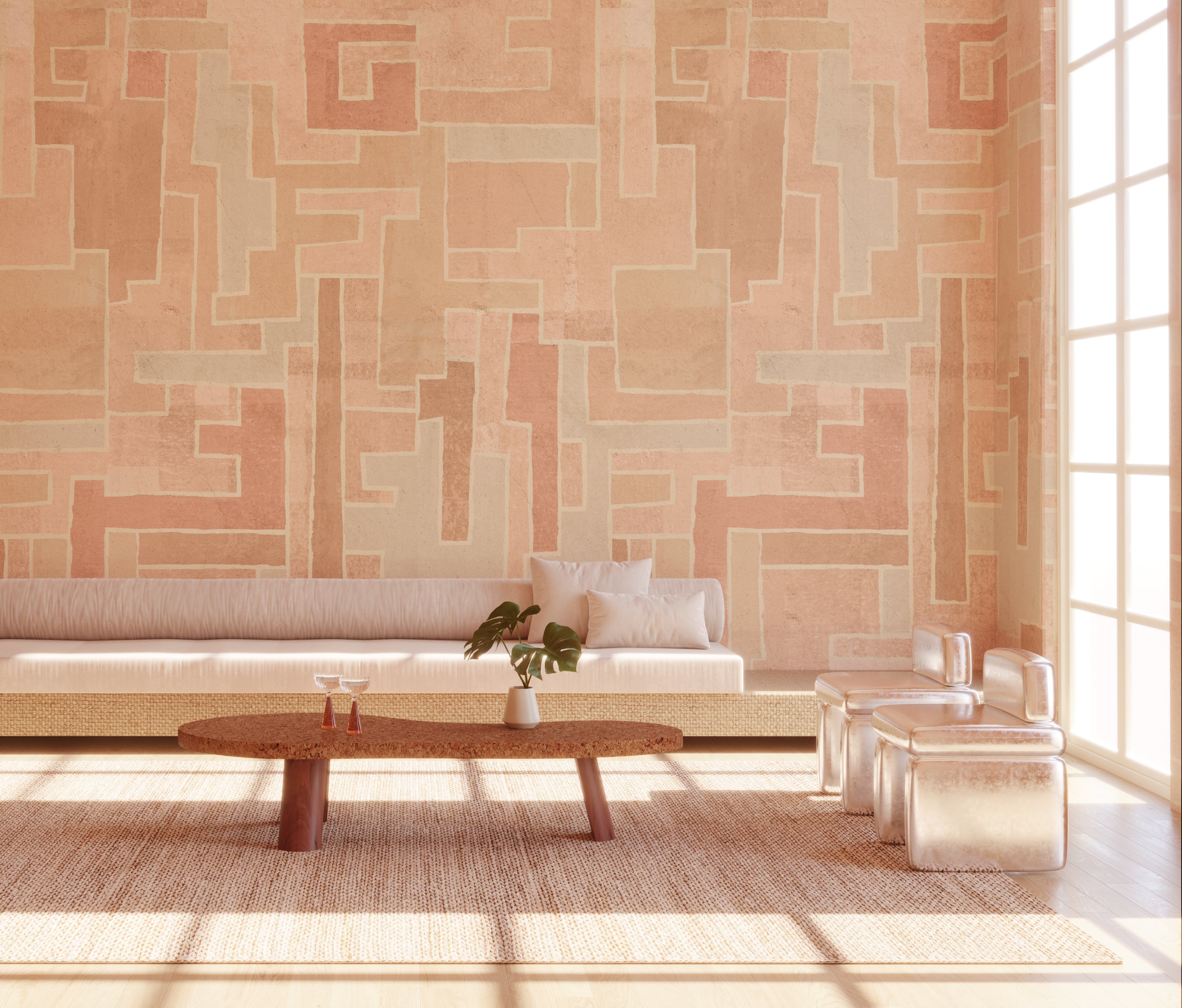 Tetris© Mural Wallpaper in Clay