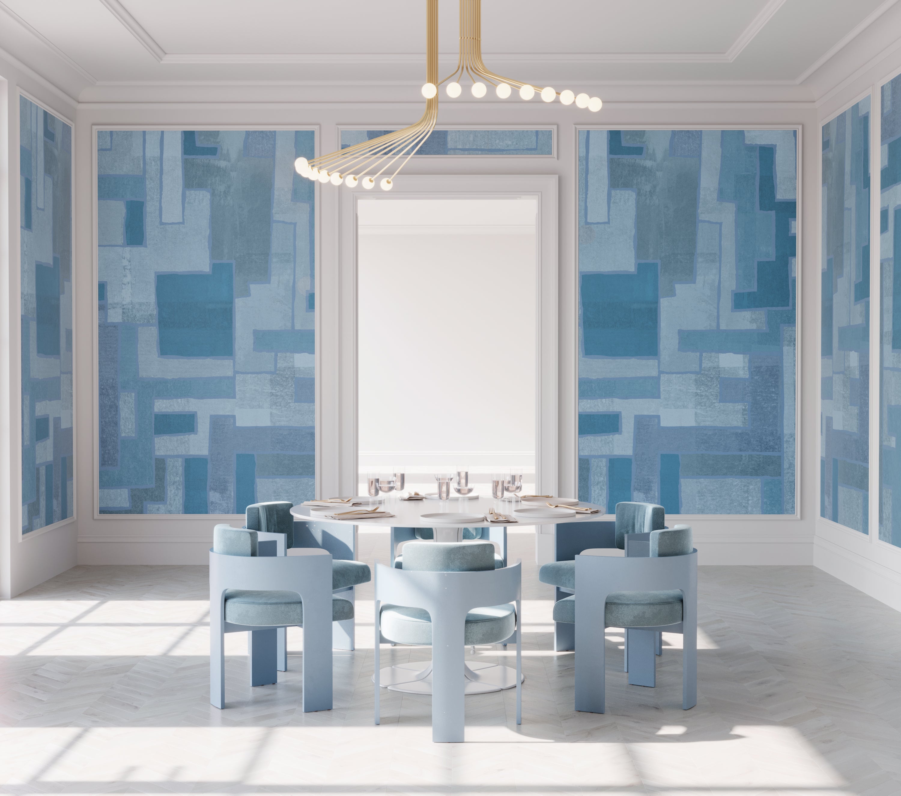 Tetris© Mural Wallpaper in Denim