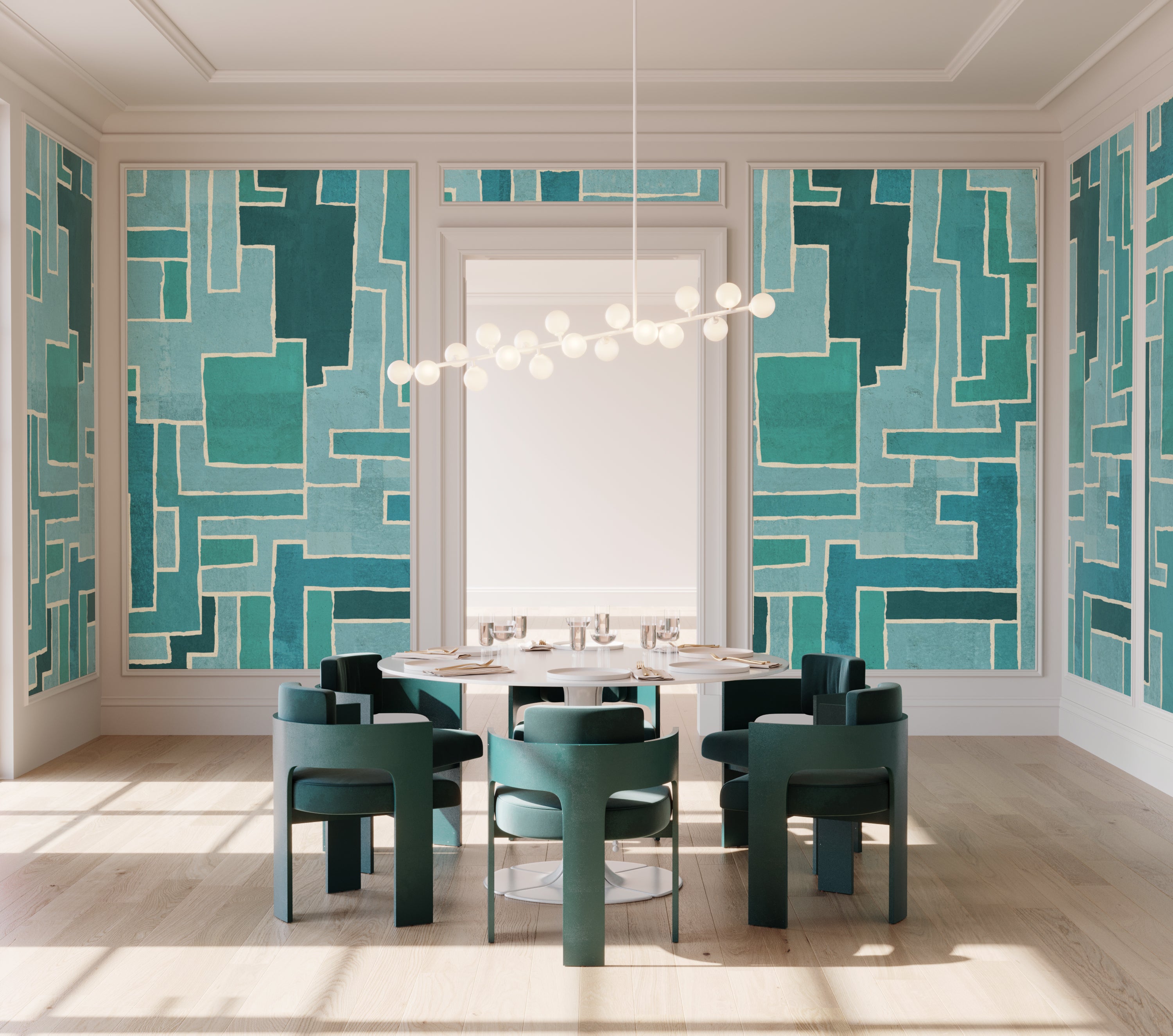 Tetris© Mural Wallpaper in Teal